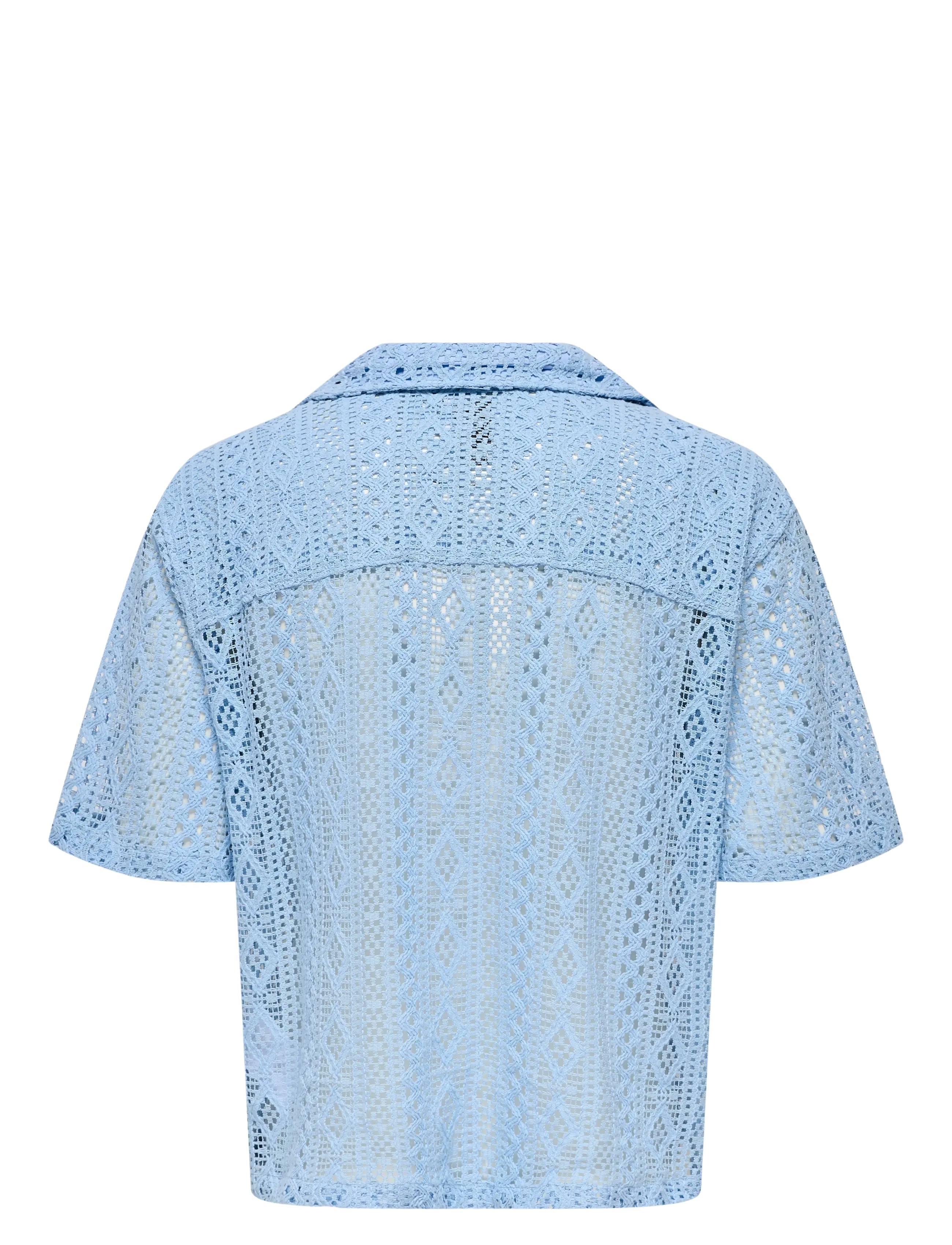 ONLY & SONS - ONSNOVAK RLX RESORT SS LACE SHIRT - kortærmede skjorter - powder blue - 1