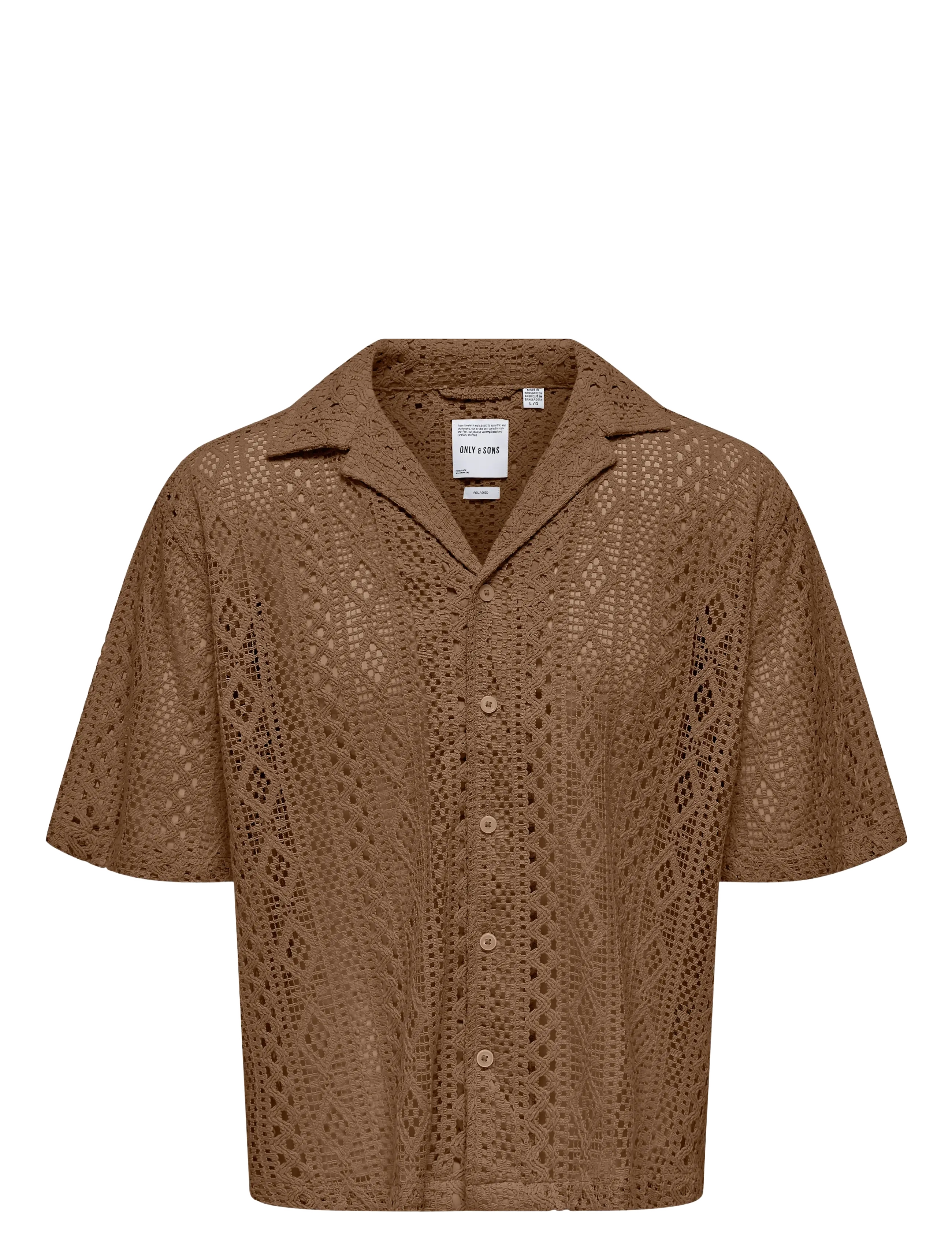 ONLY & SONS Onsnovak Rlx Resort Ss Strickjacke Shirt Braun - M - Herren