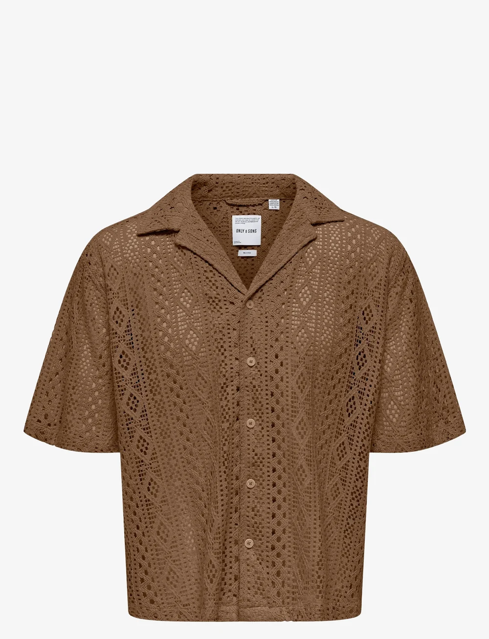 ONLY & SONS - ONSNOVAK RLX RESORT SS LACE SHIRT - kurzarmhemden - sepia - 0