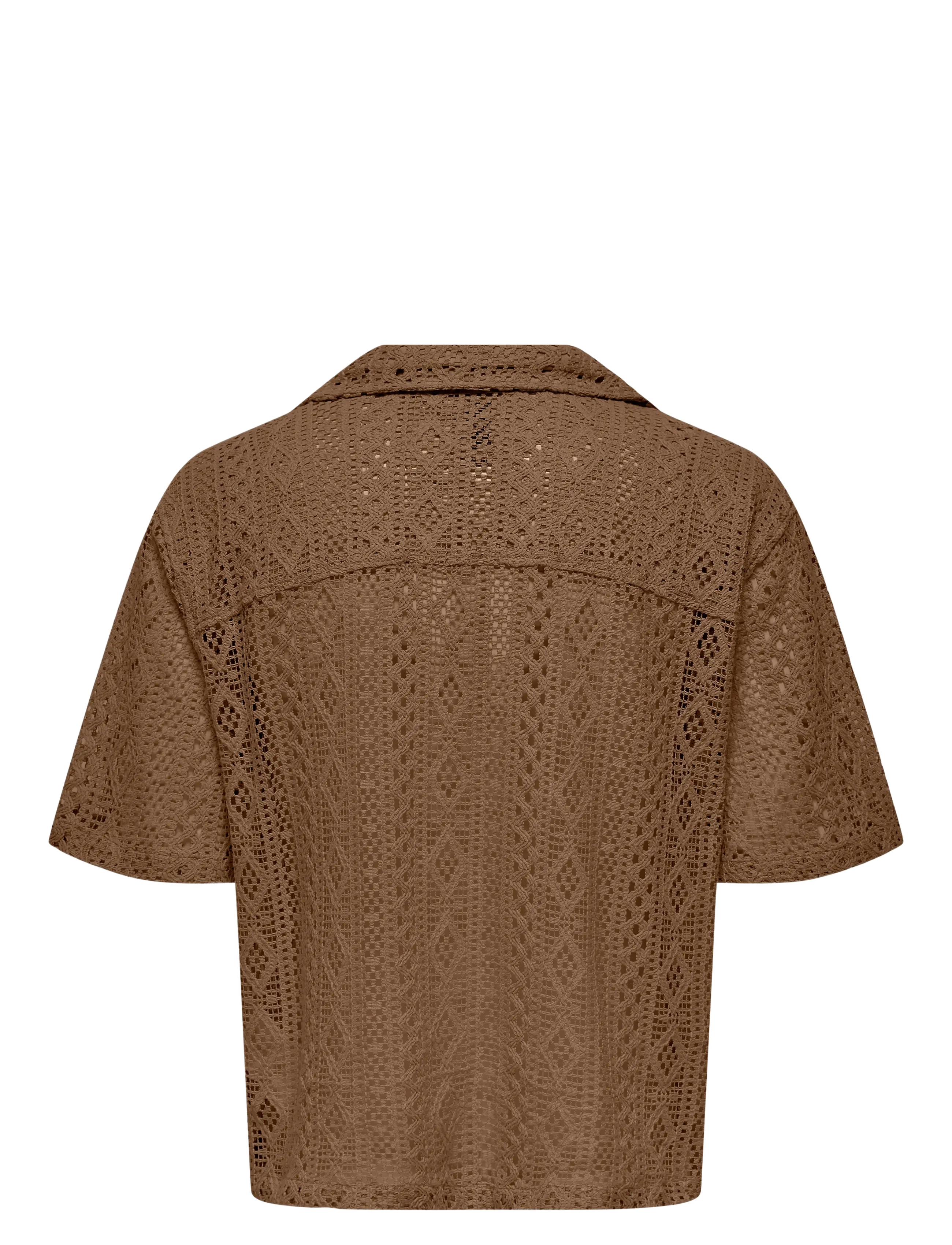 ONLY & SONS - ONSNOVAK RLX RESORT SS LACE SHIRT - kortærmede skjorter - sepia - 1