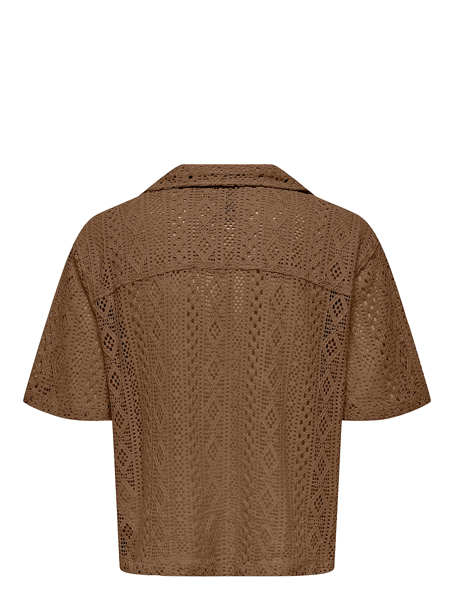 ONLY & SONS - ONSNOVAK RLX RESORT SS LACE SHIRT - kurzarmhemden - sepia - 1
