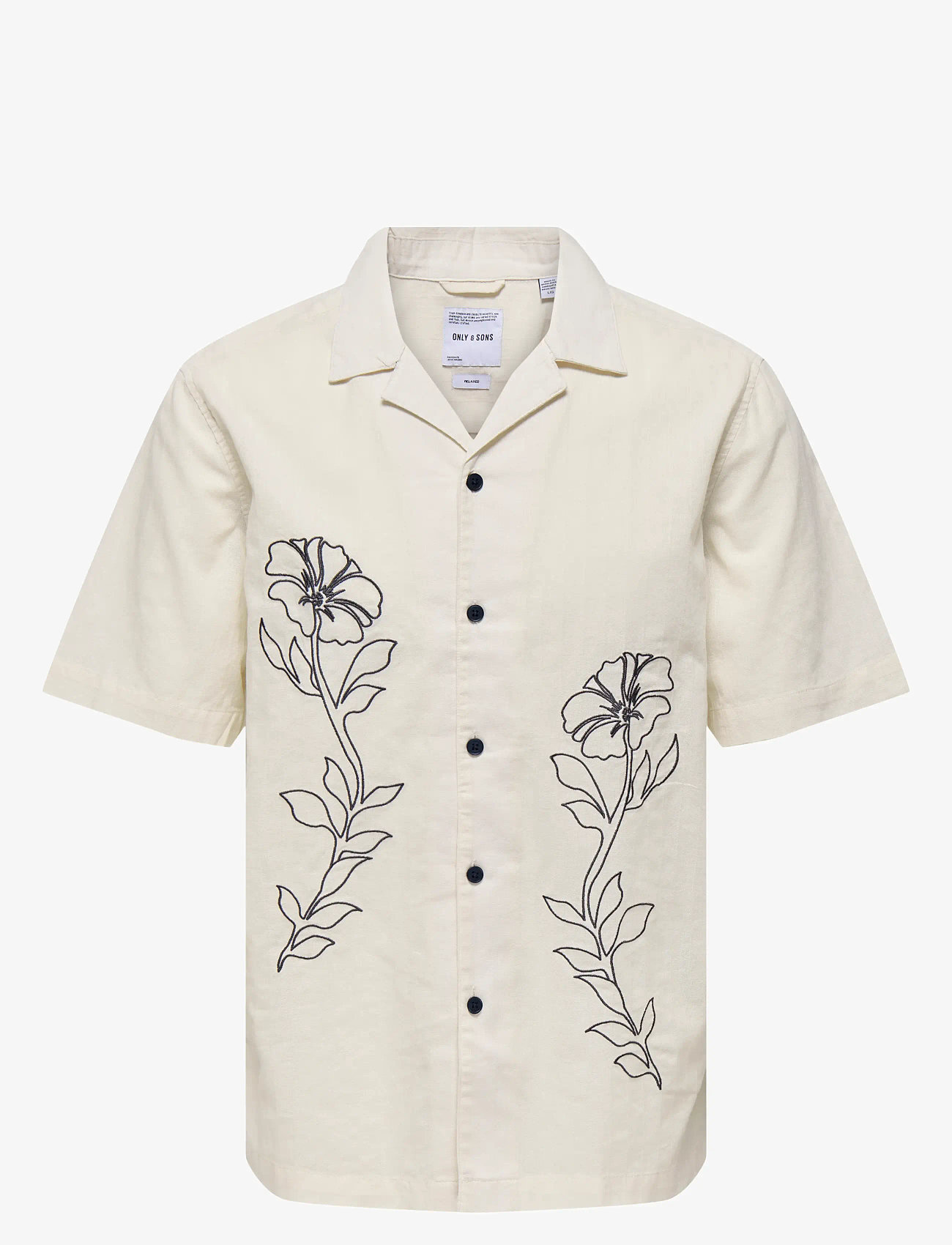 ONLY & SONS - ONSGALI RLX RESORT SS EMB SHIRT - short-sleeved shirts - egret - 1
