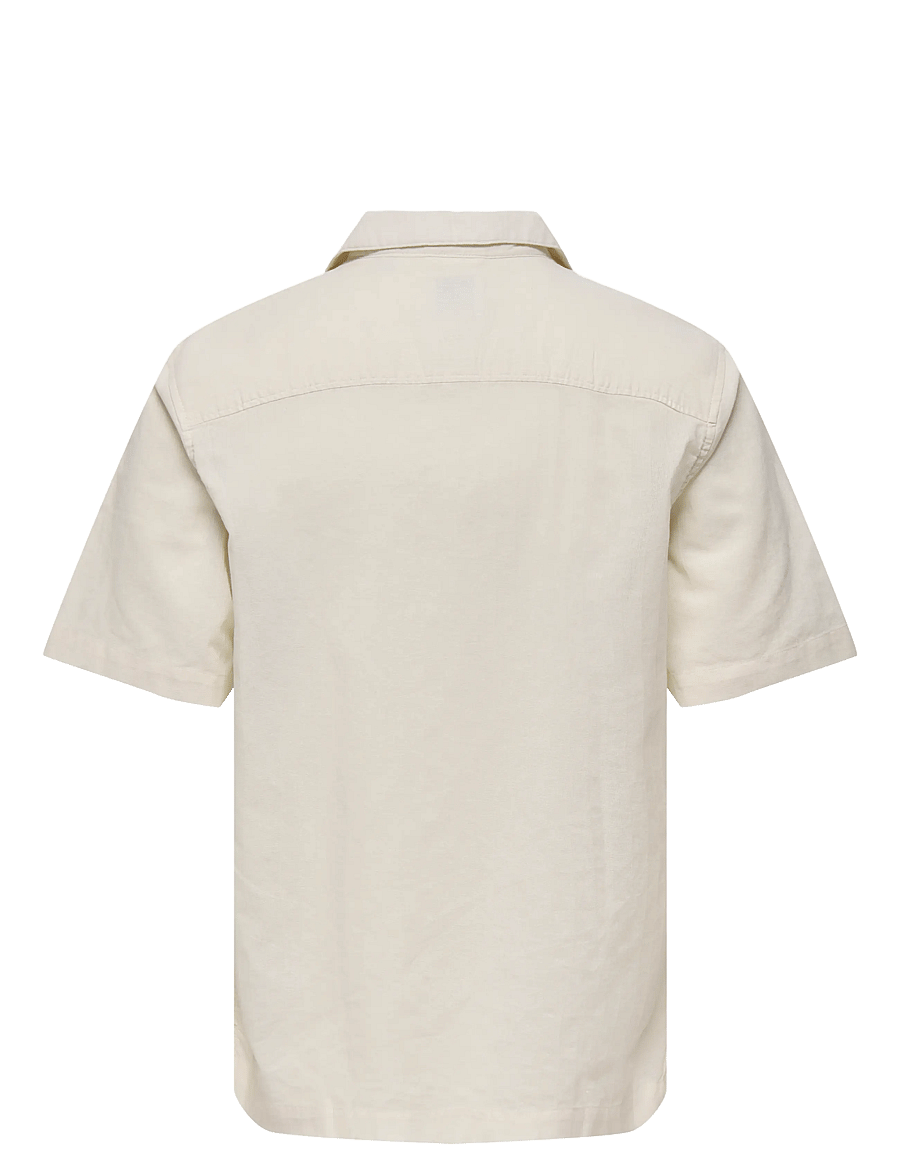 ONLY & SONS - ONSGALI RLX RESORT SS EMB SHIRT - kurzarmhemden - egret - 2