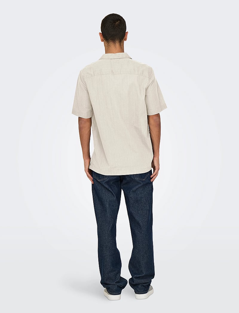 ONLY & SONS - ONSGALI RLX RESORT SS EMB SHIRT - short-sleeved shirts - egret - 3