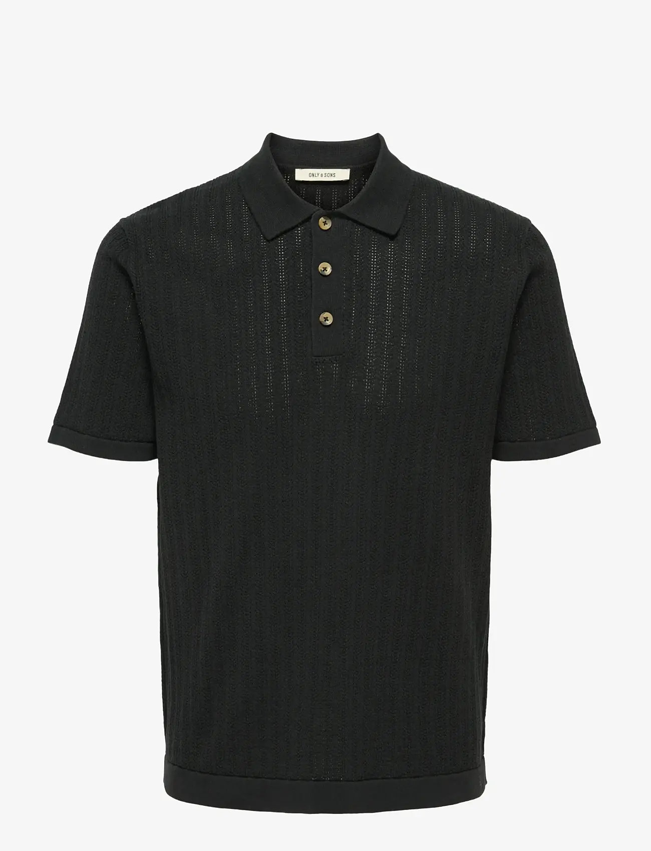 ONLY & SONS - ONSMOON REG 12 SS POLO KNIT NOOS - gestrickte polohemden - black - 0