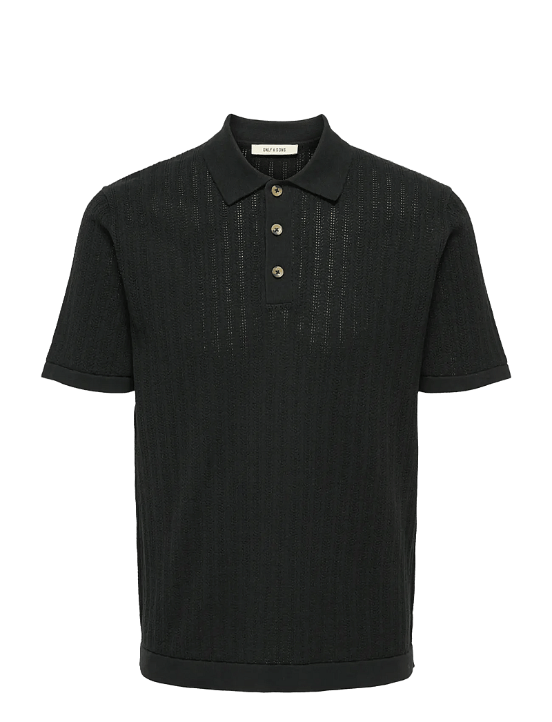 ONLY & SONS - ONSMOON REG 12 SS POLO KNIT NOOS - gestrickte polohemden - black - 0