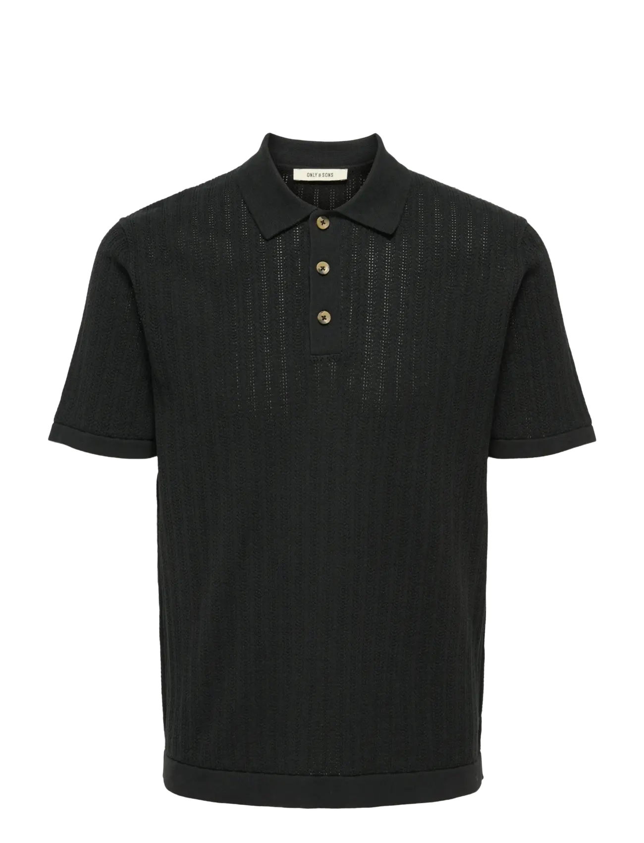 ONLY & SONS ONSMOON REG 12 SS POLO KNIT NOOS - Strickmode - BLACK / black