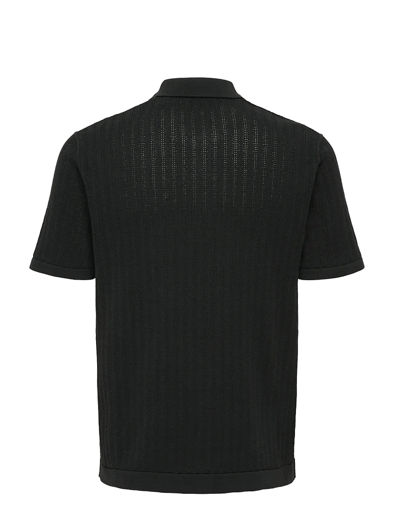 ONLY & SONS - ONSMOON REG 12 SS POLO KNIT NOOS - gestrickte polohemden - black - 1