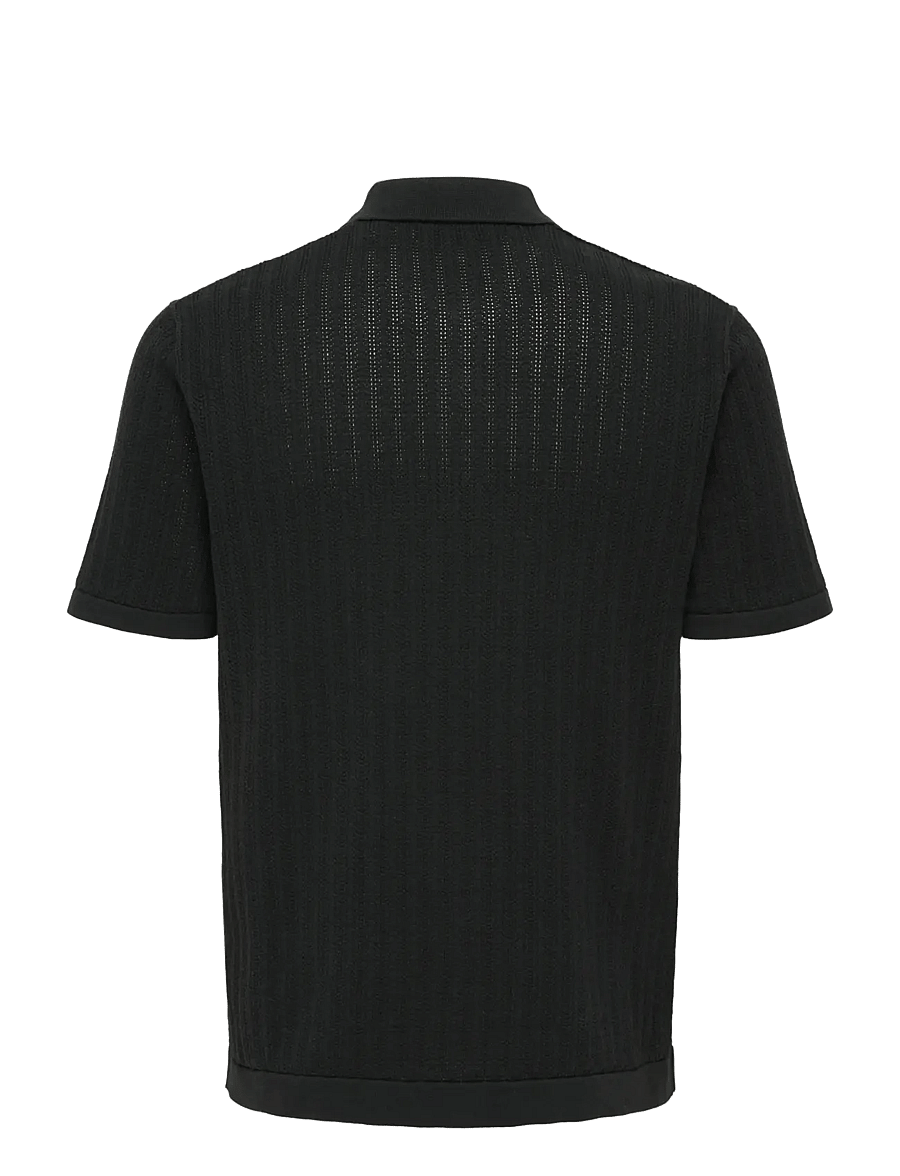 ONLY & SONS - ONSMOON REG 12 SS POLO KNIT NOOS - gestrickte polohemden - black - 2