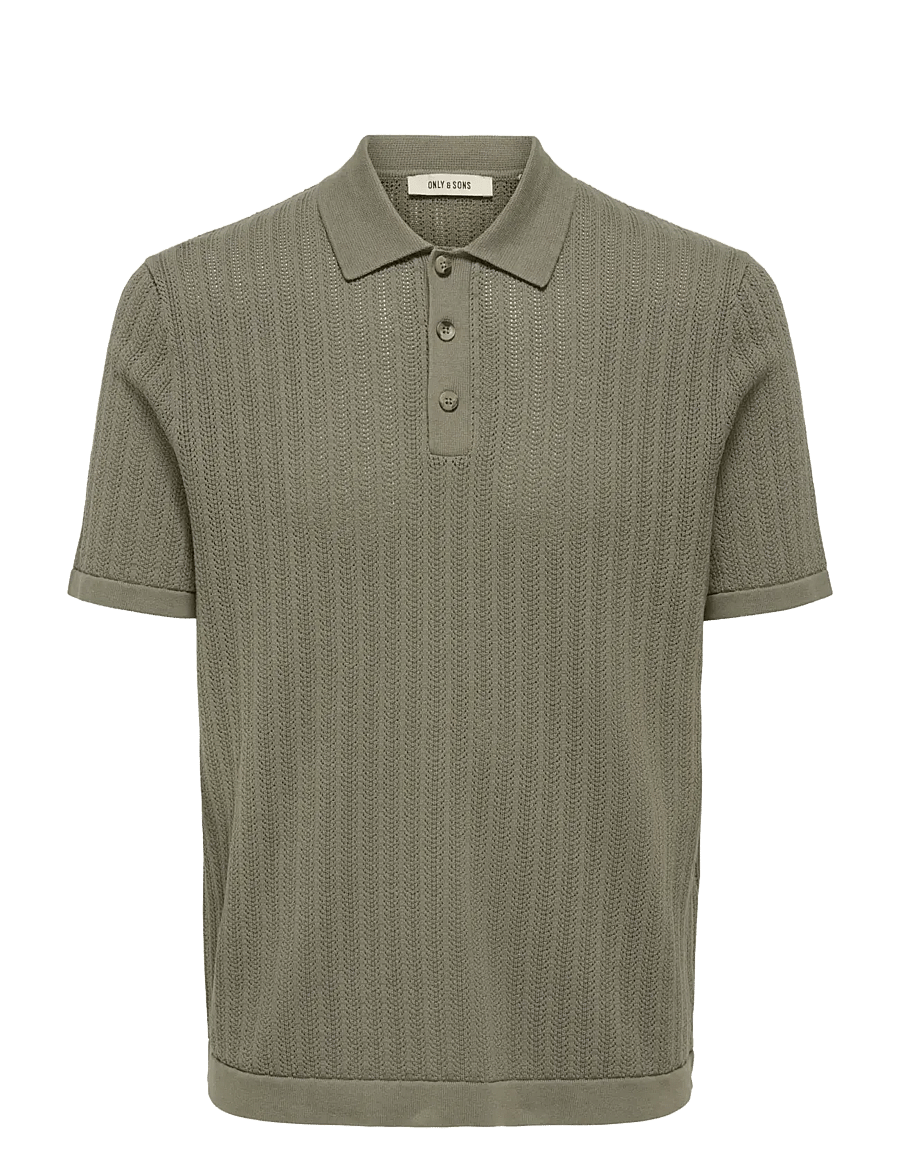 ONLY & SONS - ONSMOON REG 12 SS POLO KNIT NOOS - gestrickte polohemden - bungee cord - 1