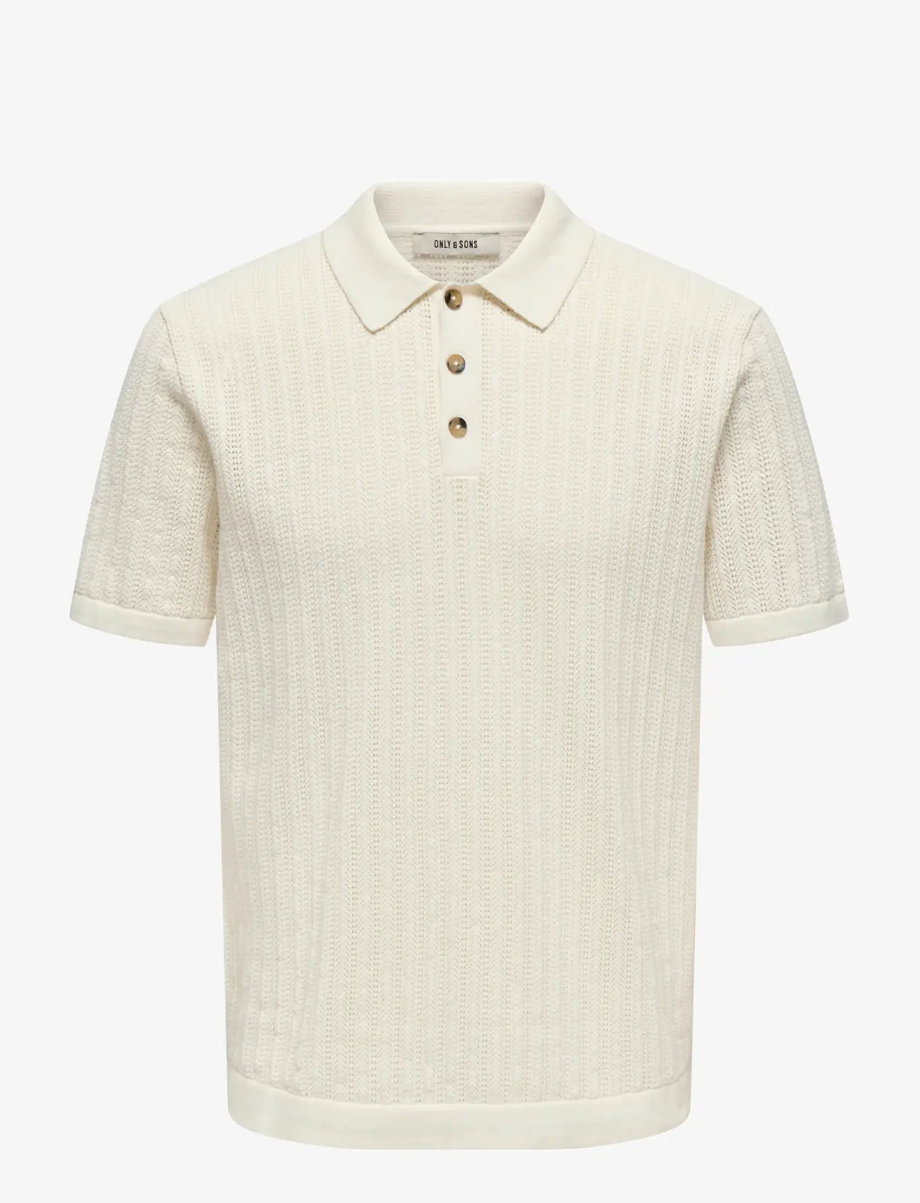 ONLY & SONS - ONSMOON REG 12 SS POLO KNIT NOOS - polostrik - egret - 0