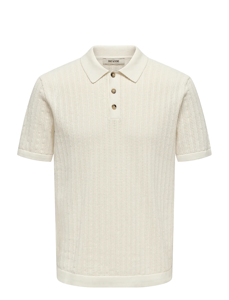 ONLY & SONS - ONSMOON REG 12 SS POLO KNIT NOOS - gestrickte polohemden - egret - 0