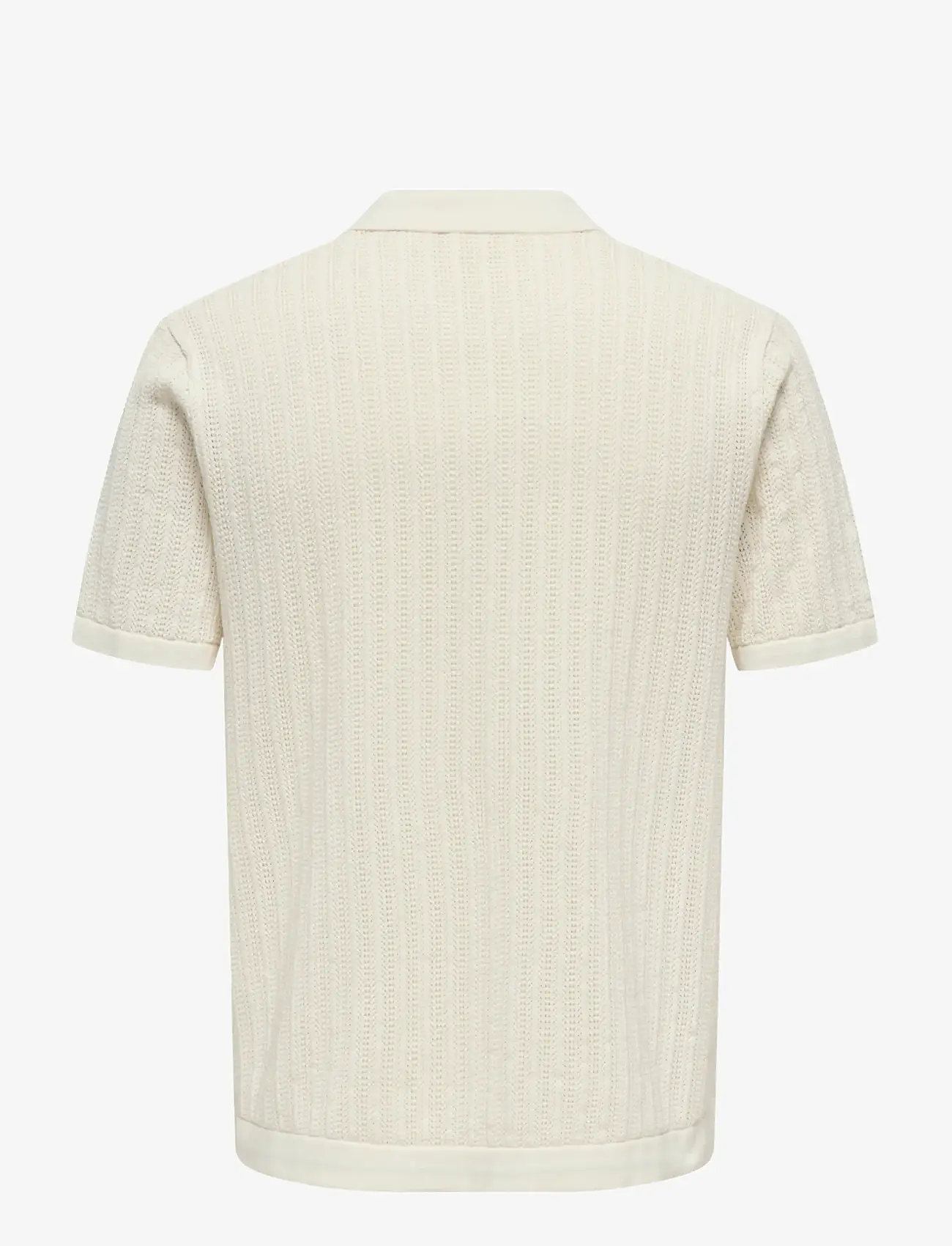 ONLY & SONS - ONSMOON REG 12 SS POLO KNIT NOOS - polostrik - egret - 1