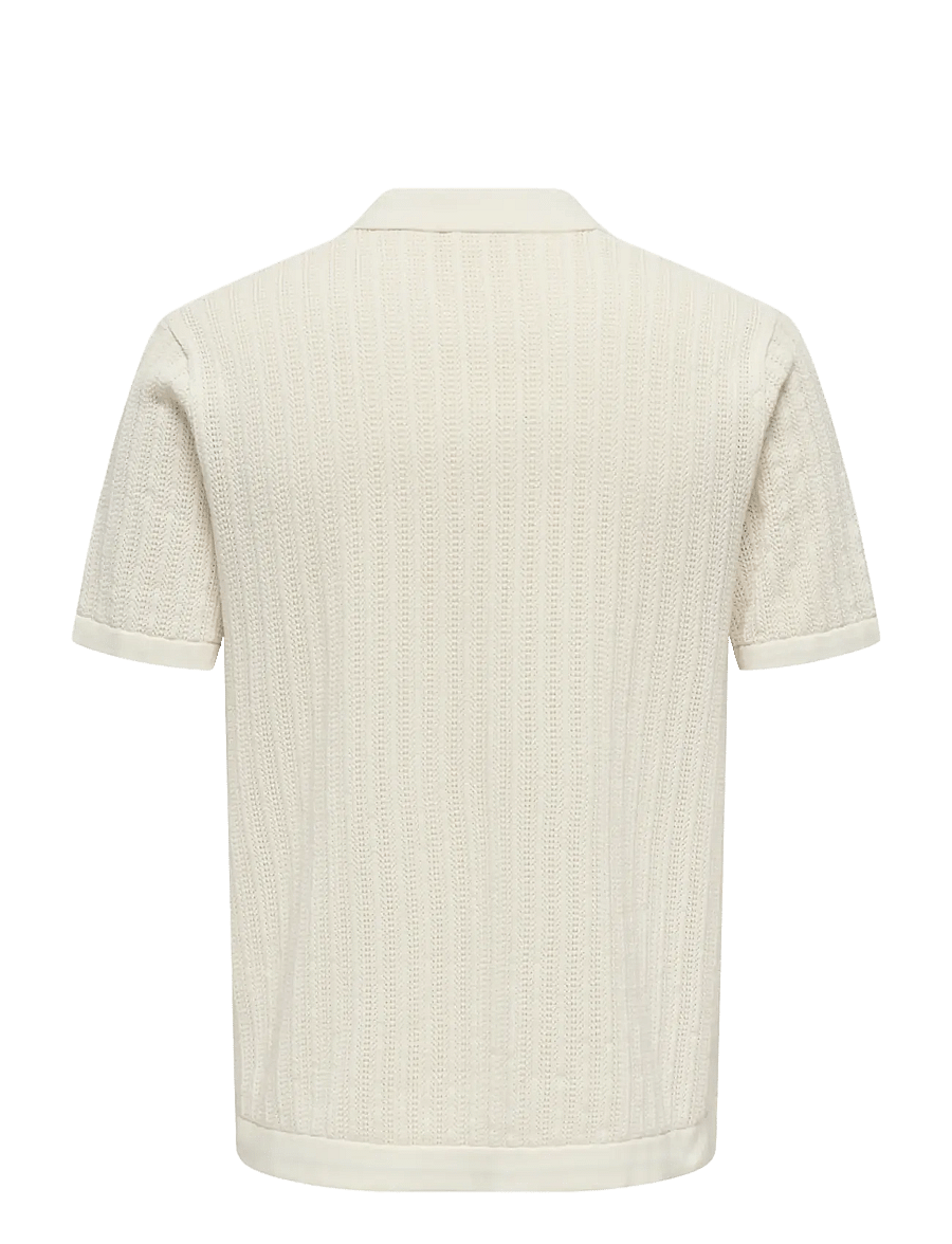 ONLY & SONS - ONSMOON REG 12 SS POLO KNIT NOOS - gestrickte polohemden - egret - 1