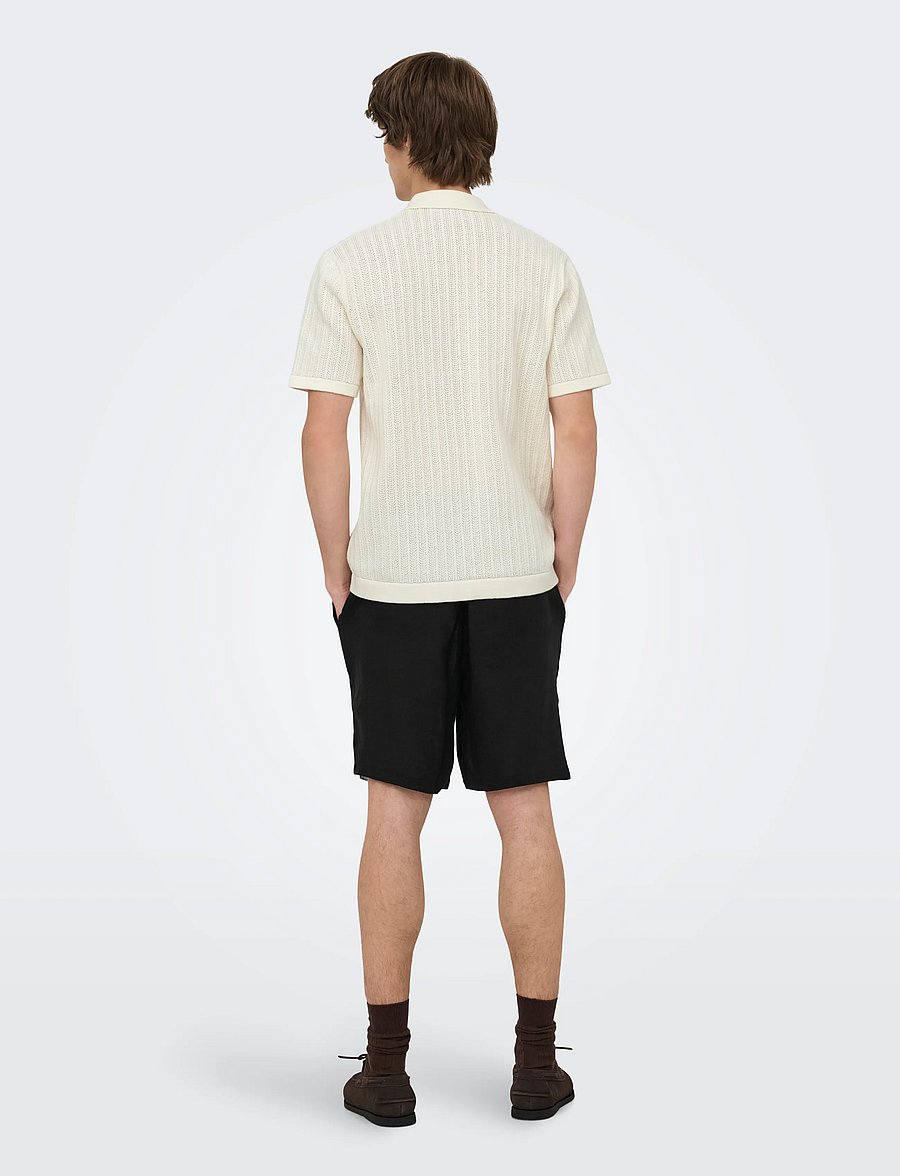 ONLY & SONS - ONSMOON REG 12 SS POLO KNIT NOOS - langärmlige strick-polohemden - egret - 3