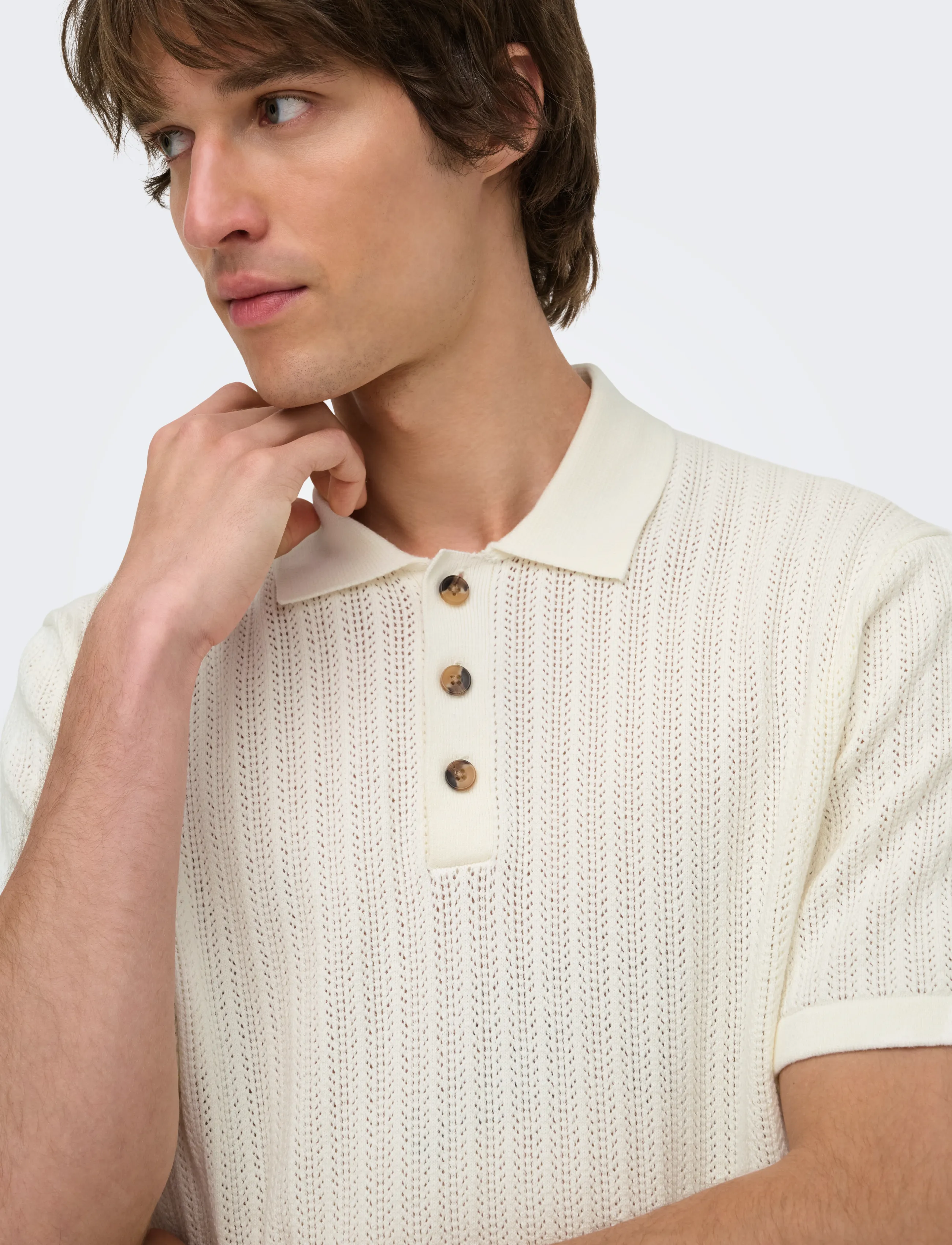 ONLY & SONS - ONSMOON REG 12 SS POLO KNIT NOOS - madalaimad hinnad - egret - 5