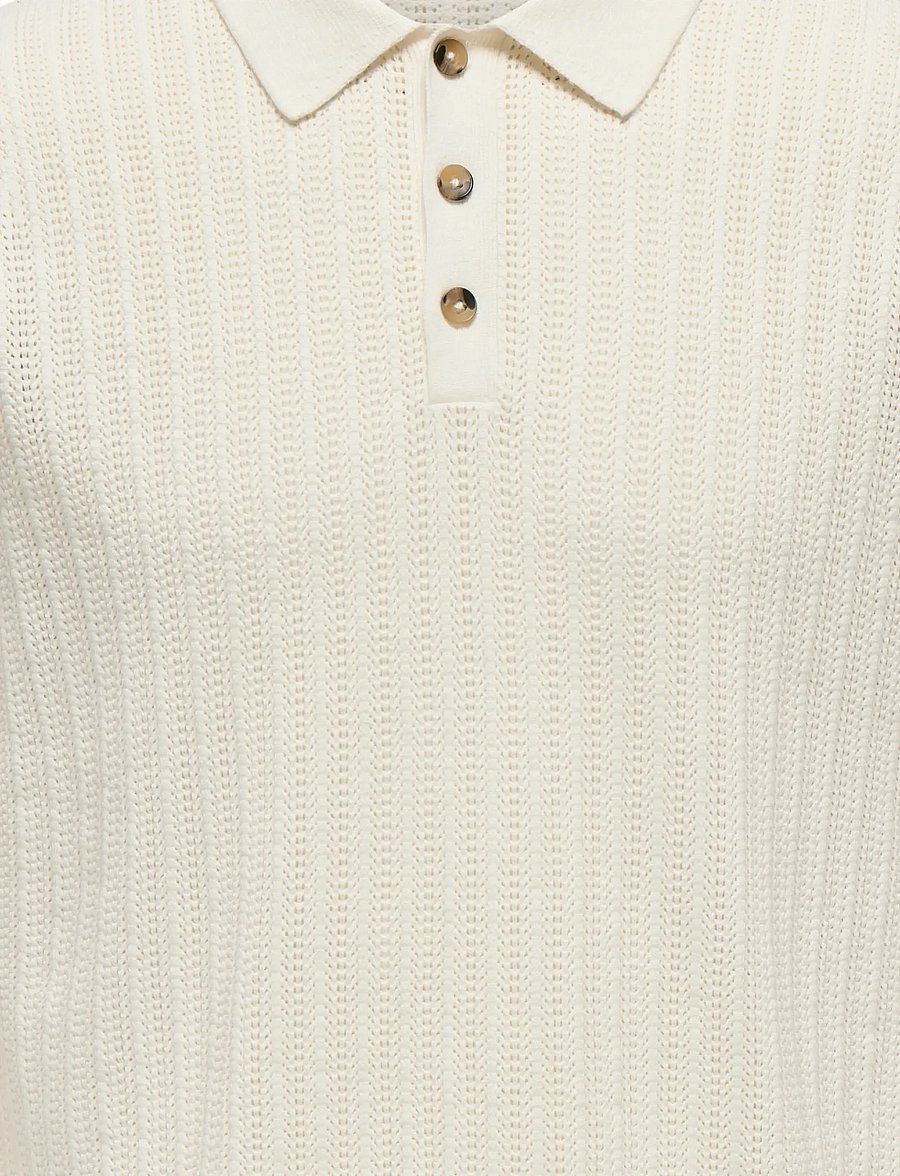ONLY & SONS - ONSMOON REG 12 SS POLO KNIT NOOS - gestrickte polohemden - egret - 2