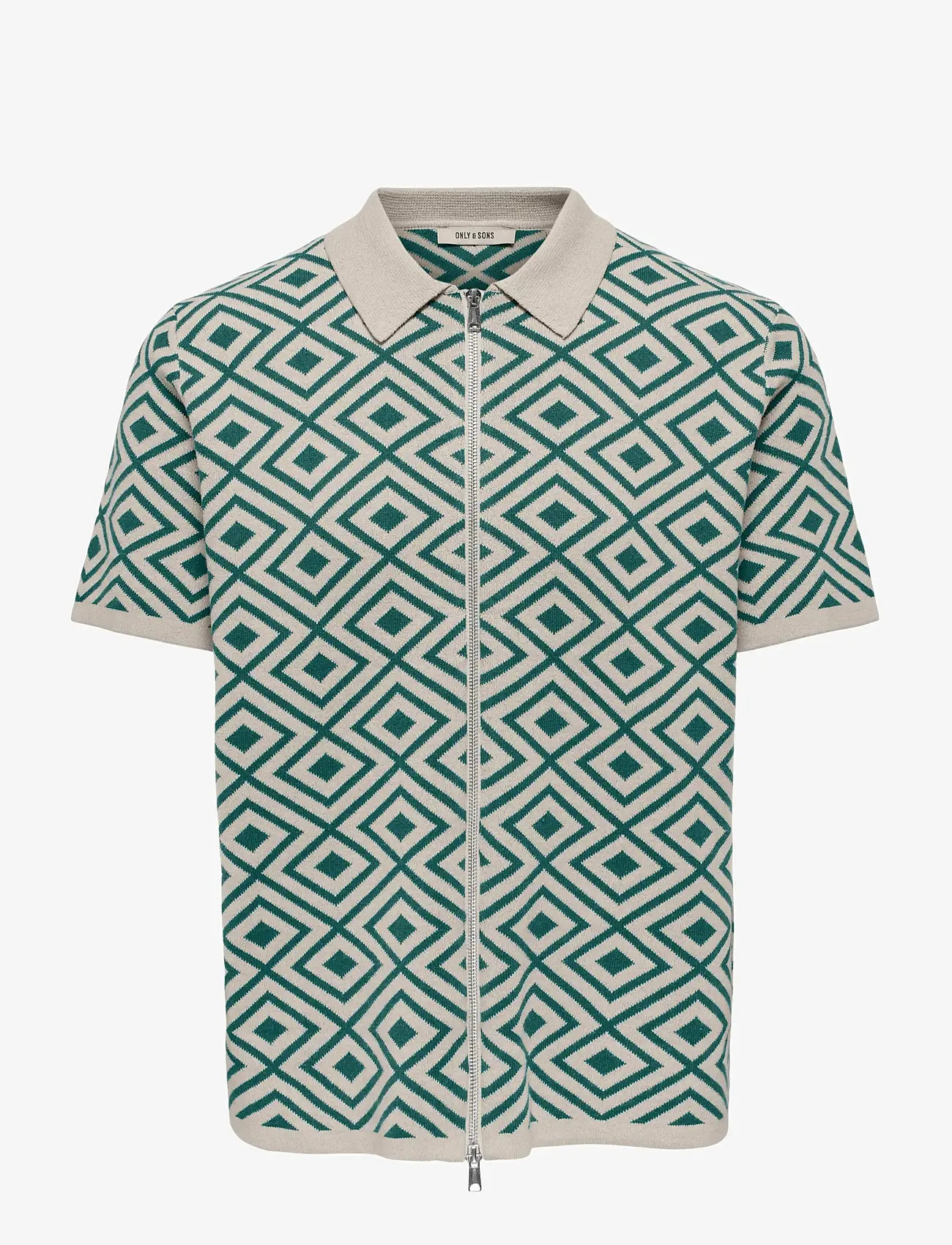 ONLY & SONS - ONSMIKE LIFE REG 12 SS JAQ SHIRT KNIT - marškiniai trumpomis rankovėmis - silver lining - 0