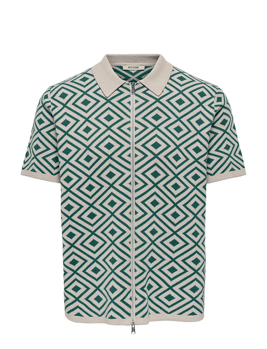 ONLY & SONS - ONSMIKE LIFE REG 12 SS JAQ SHIRT KNIT CS - kurzarmhemden - silver lining - 0