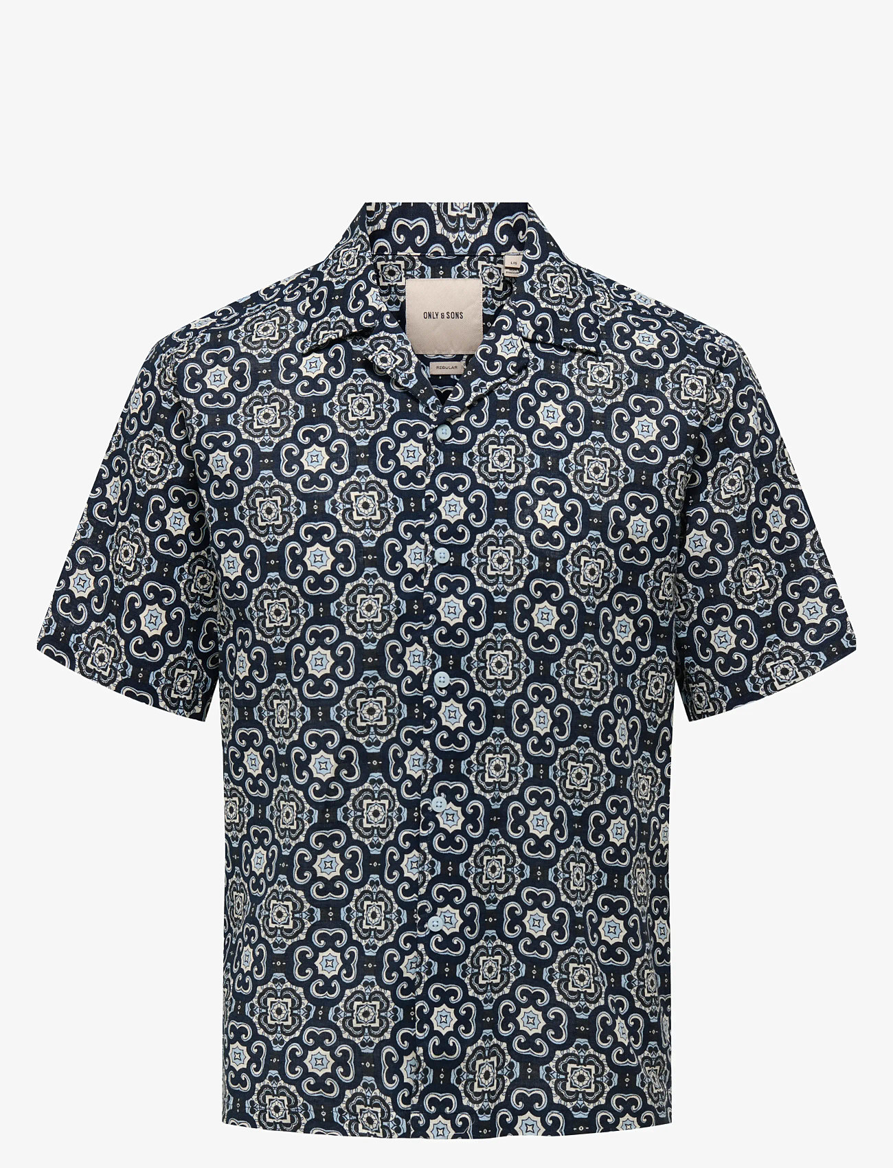 ONLY & SONS - ONSCAIDEN REG FIT AOP SHIRT - hørskjorter - cerulean - 0