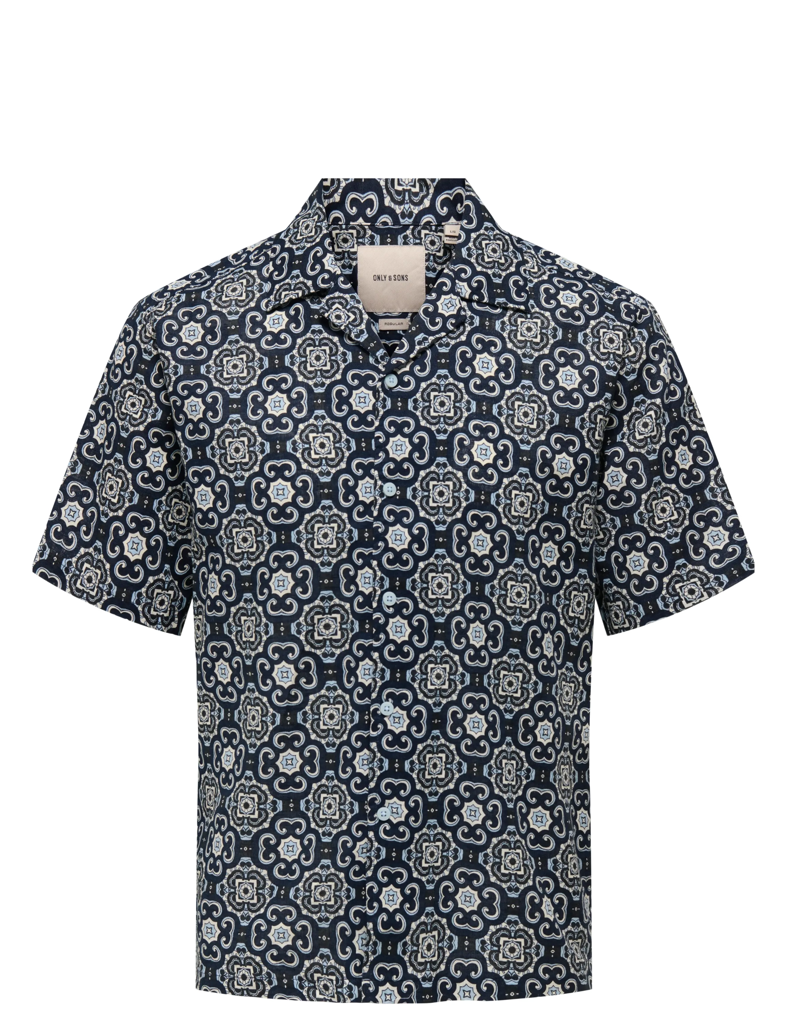 ONSCAIDEN REG FIT AOP SHIRT - CERULEAN