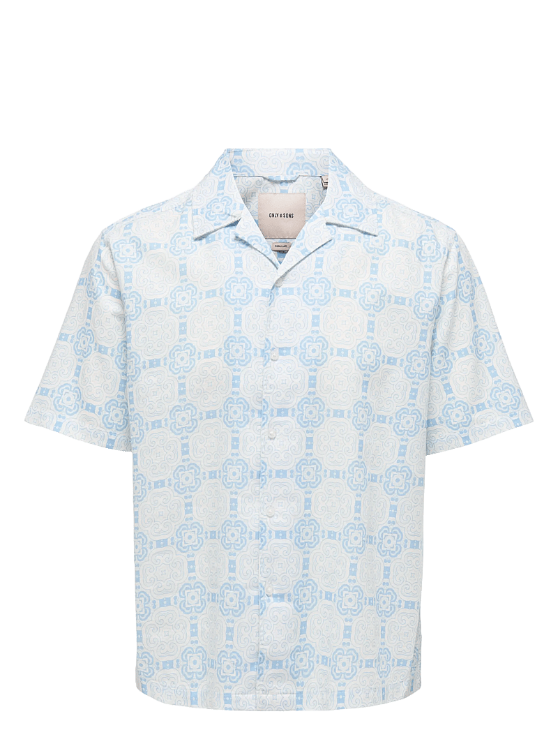 ONLY & SONS - ONSCAIDEN REG FIT AOP SHIRT - linen shirts - glacier lake - 0