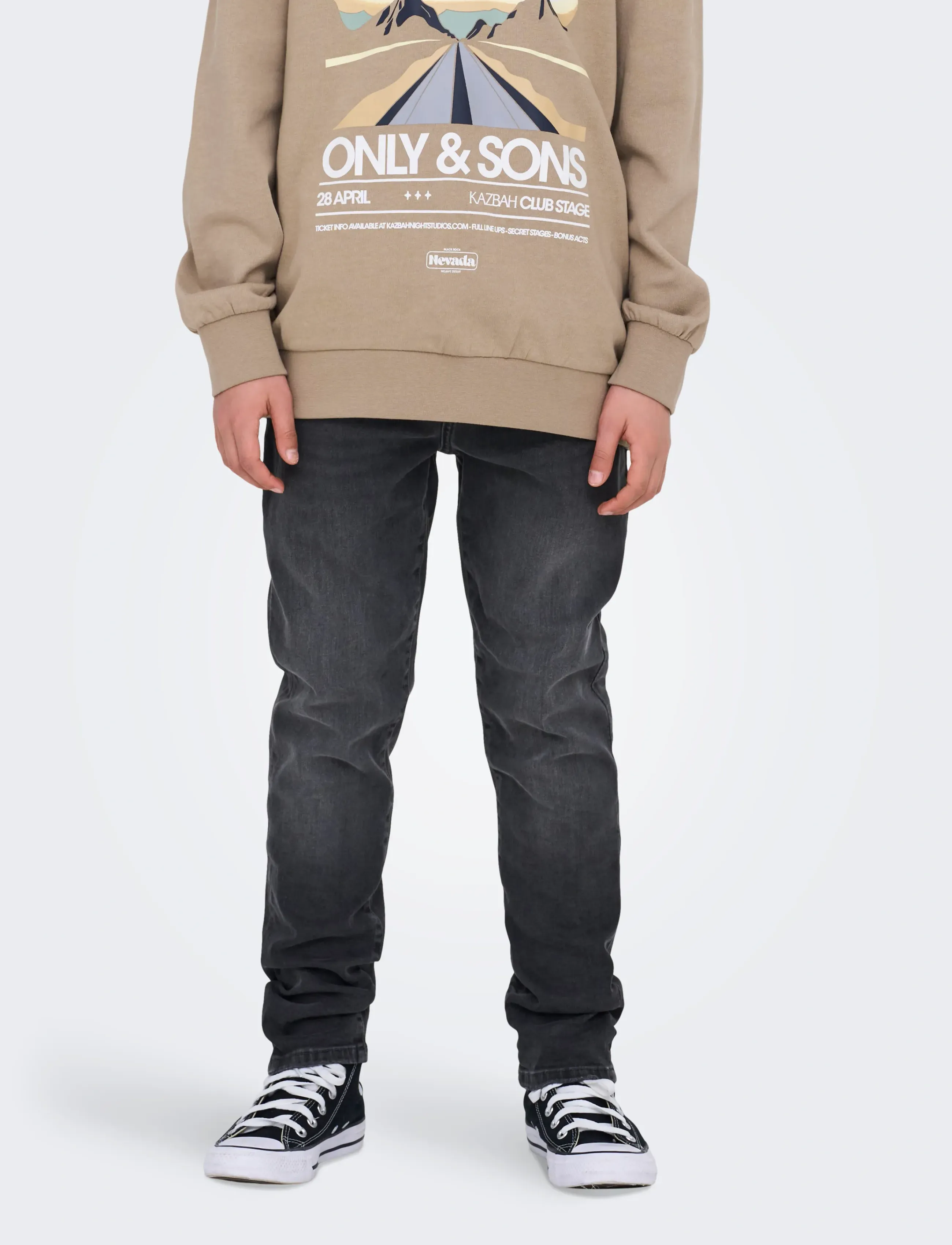 ONLY & SONS OSJYOKE TAPERED JAX WB 2845 TAI DNM NOOS - Underdele - WASHED BLACK / grey