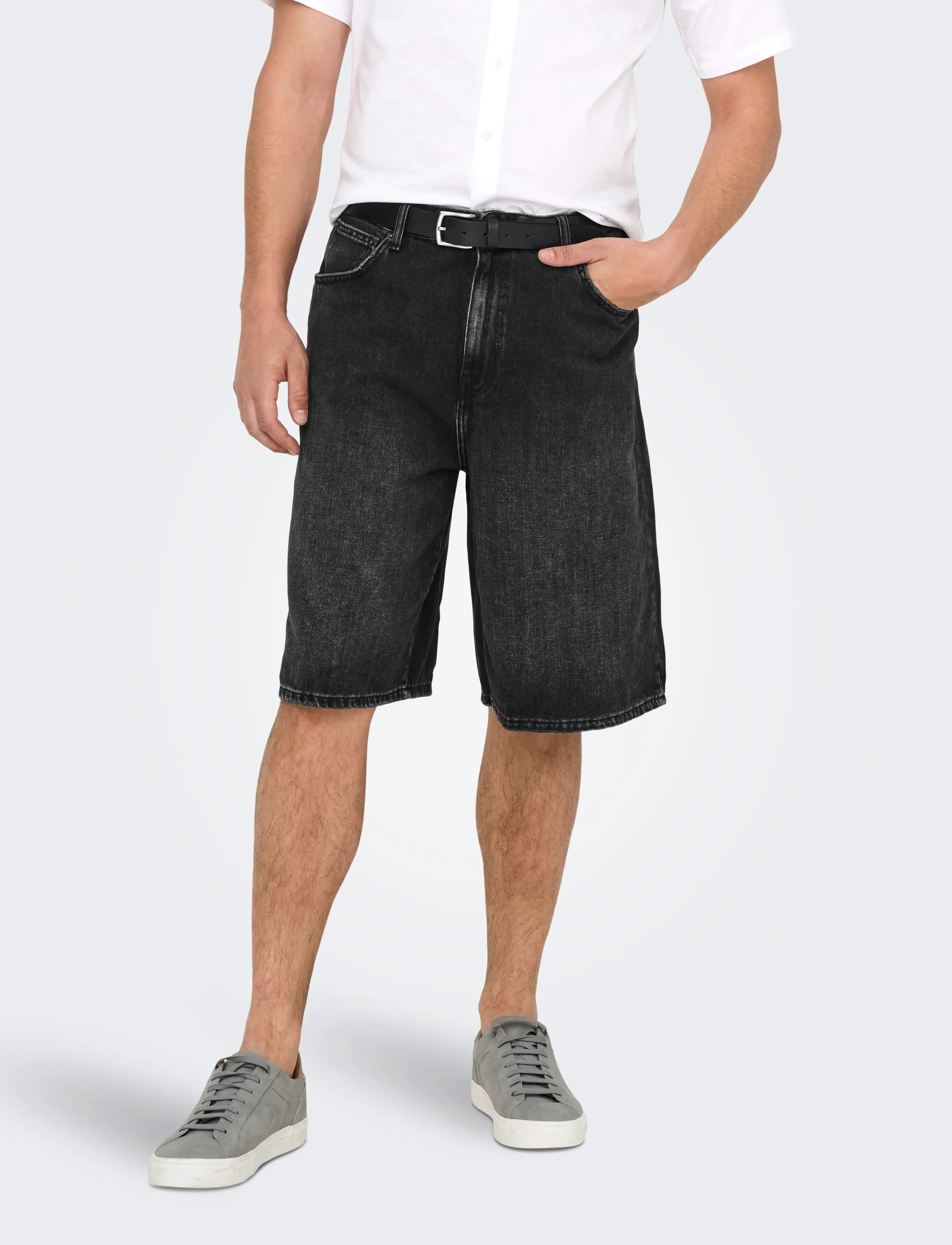 ONLY & SONS Onscarl Ball Wb 2957 Tai Dnm Shorts Noos, XS, Shorts, Schwarz - Denim Männerswear