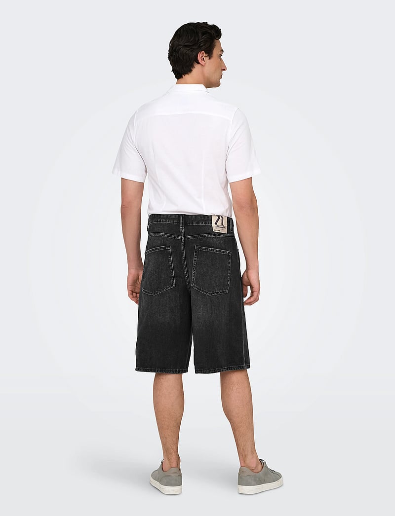 ONLY & SONS - ONSCARL BALL WB 2957 TAI DNM SHORTS NOOS - jorts - washed black - 3