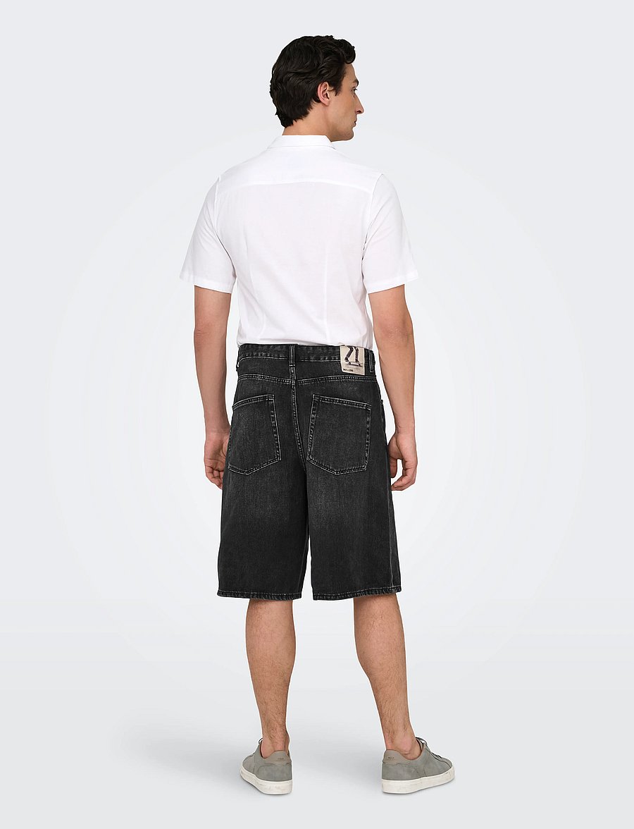 ONLY & SONS - ONSCARL BALL WB 2957 TAI DNM SHORTS NOOS - jeans shorts - washed black - 3