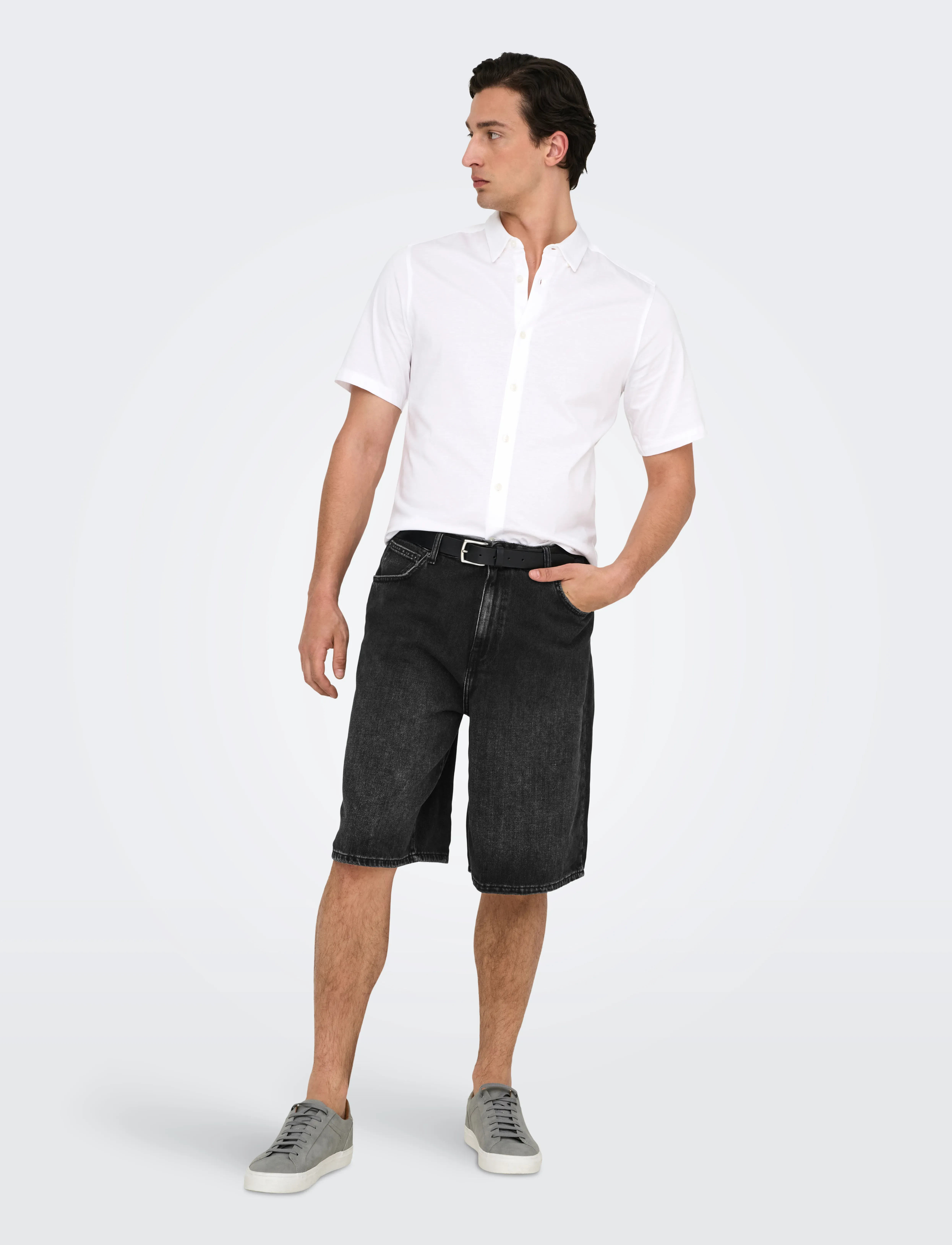 ONLY & SONS - ONSCARL BALL WB 2957 TAI DNM SHORTS NOOS - jeans shorts - washed black - 5