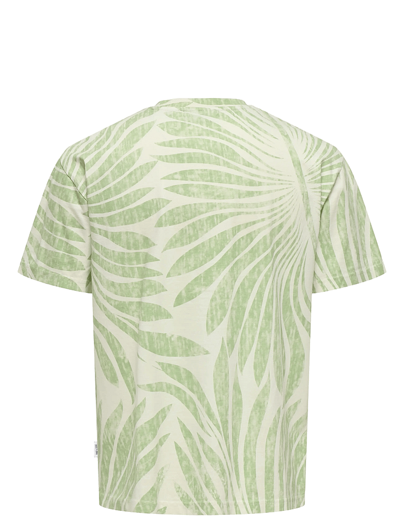 ONLY & SONS - ONSZEKE LIFE REG WASHED SS AOP TEE - kurzärmelig - egret - 2