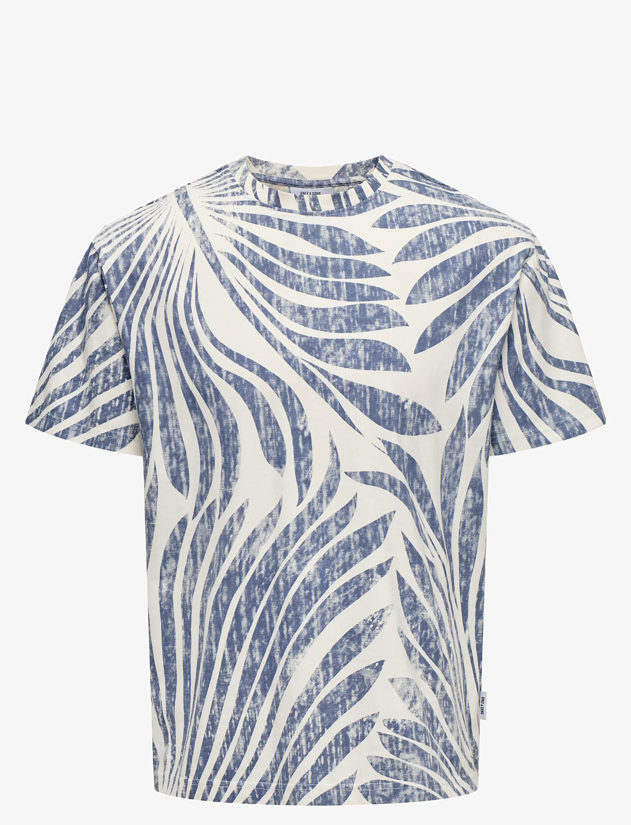 ONLY & SONS - ONSZEKE LIFE REG WASHED SS AOP TEE - egret - 1