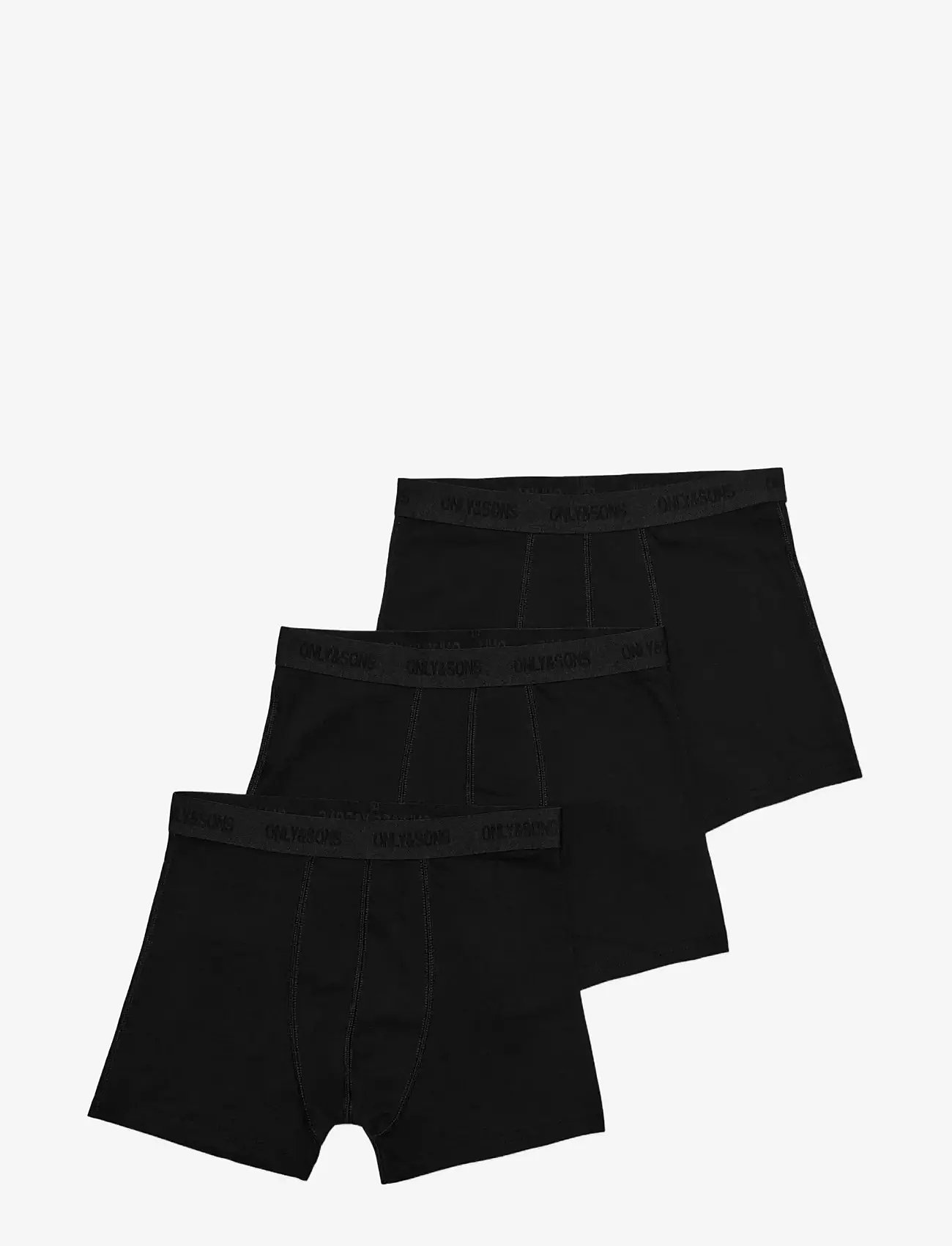 ONLY & SONS - OSJFITZ SOLID BLACK BOXER 3PK. ACC NOOS - underdele - black - 0