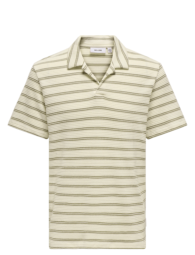 ONLY & SONS - ONSIAN REG STRIPE STRUCT SS RESORT POLO - kurzärmelig - chinchilla - 1