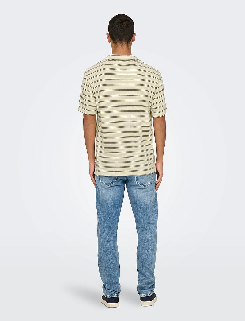 ONLY & SONS - ONSIAN REG STRIPE STRUCT SS RESORT POLO - kurzärmelig - chinchilla - 3