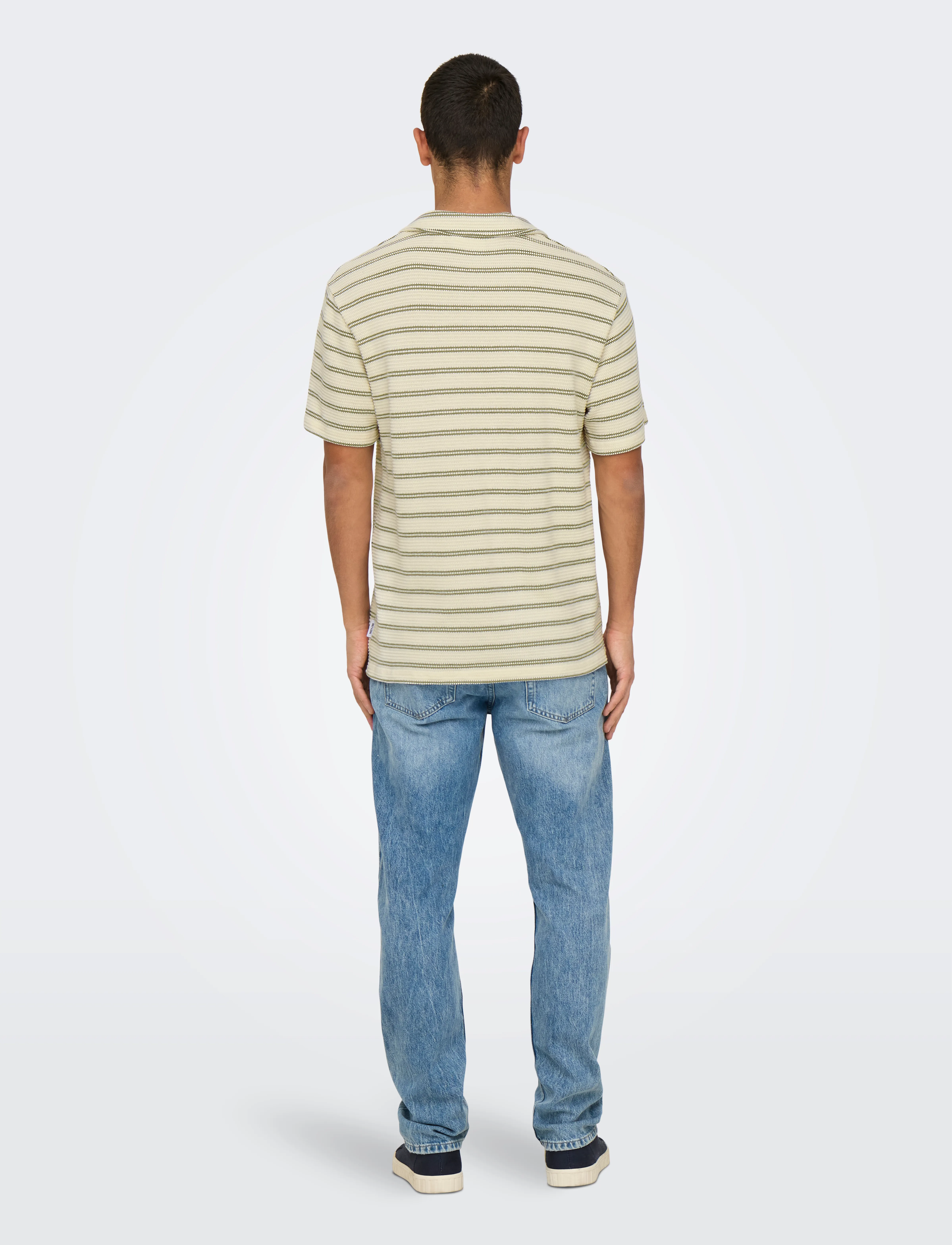 ONLY & SONS - ONSIAN REG STRIPE STRUCT SS RESORT POLO - polo krekli ar īsām piedurknēm - chinchilla - 3