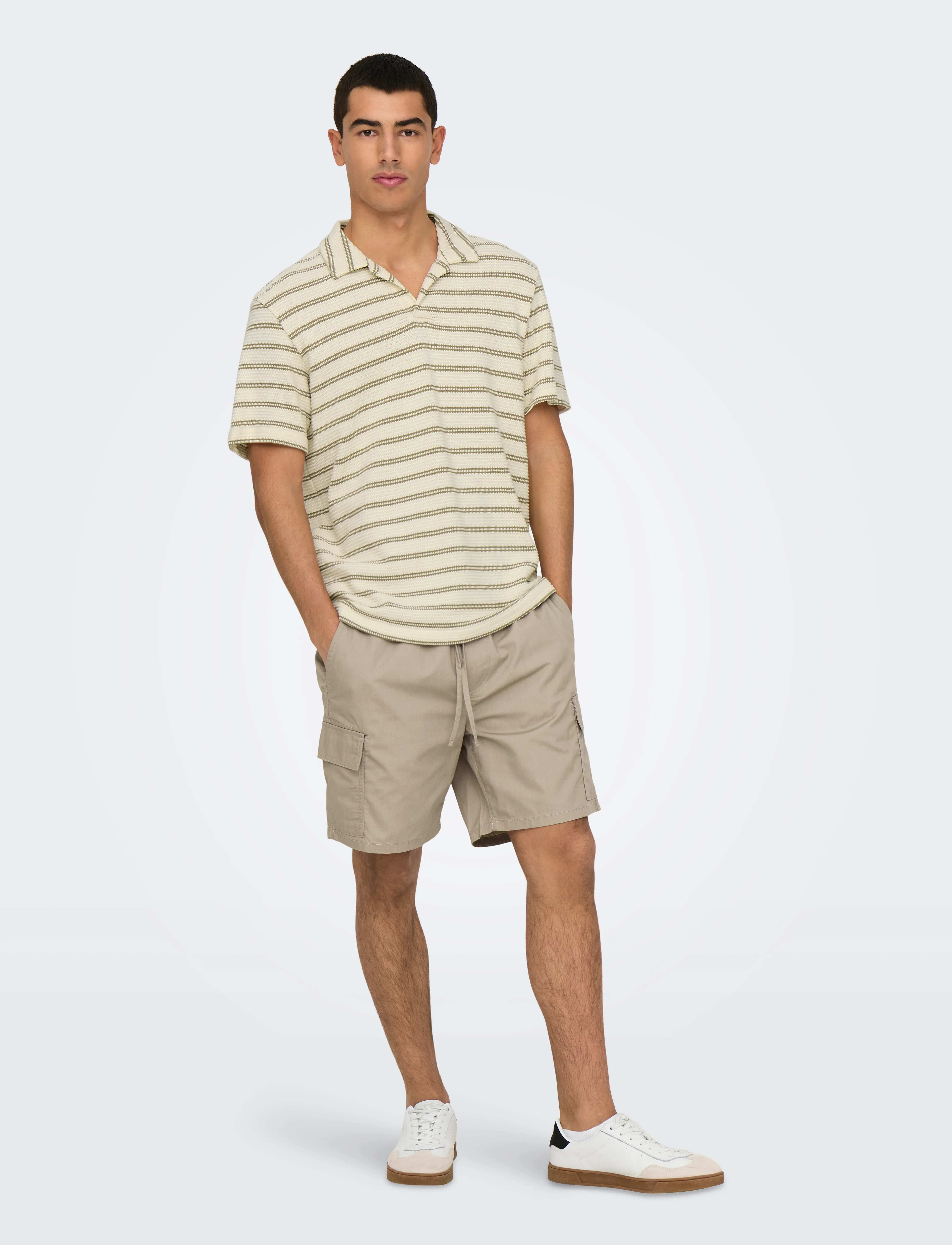 ONLY & SONS - ONSIAN REG STRIPE STRUCT SS RESORT POLO - polo krekli ar īsām piedurknēm - chinchilla - 5