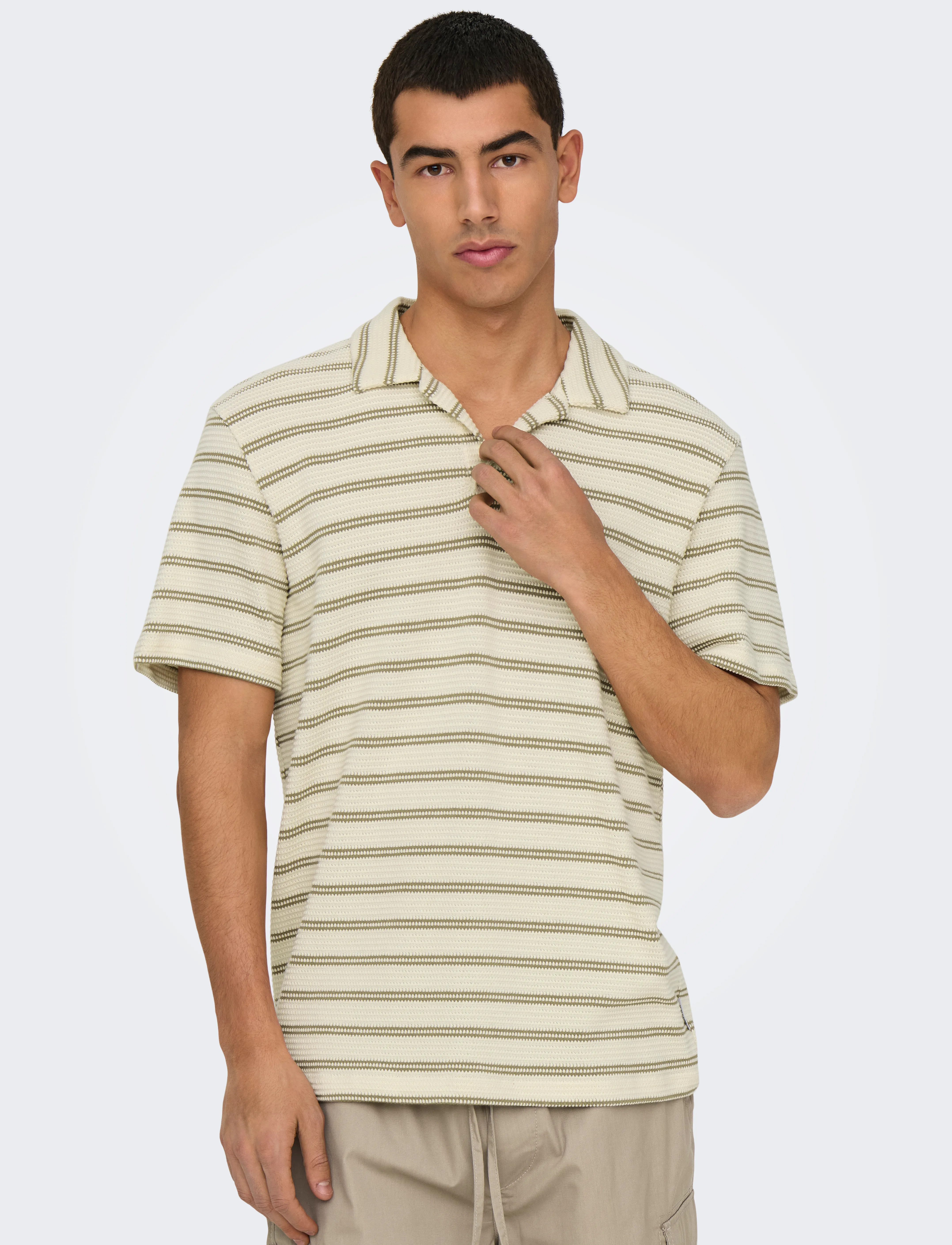 ONLY & SONS Onsian Reg Stripe Struct Ss Resort Polo pikéer herr – bild 5