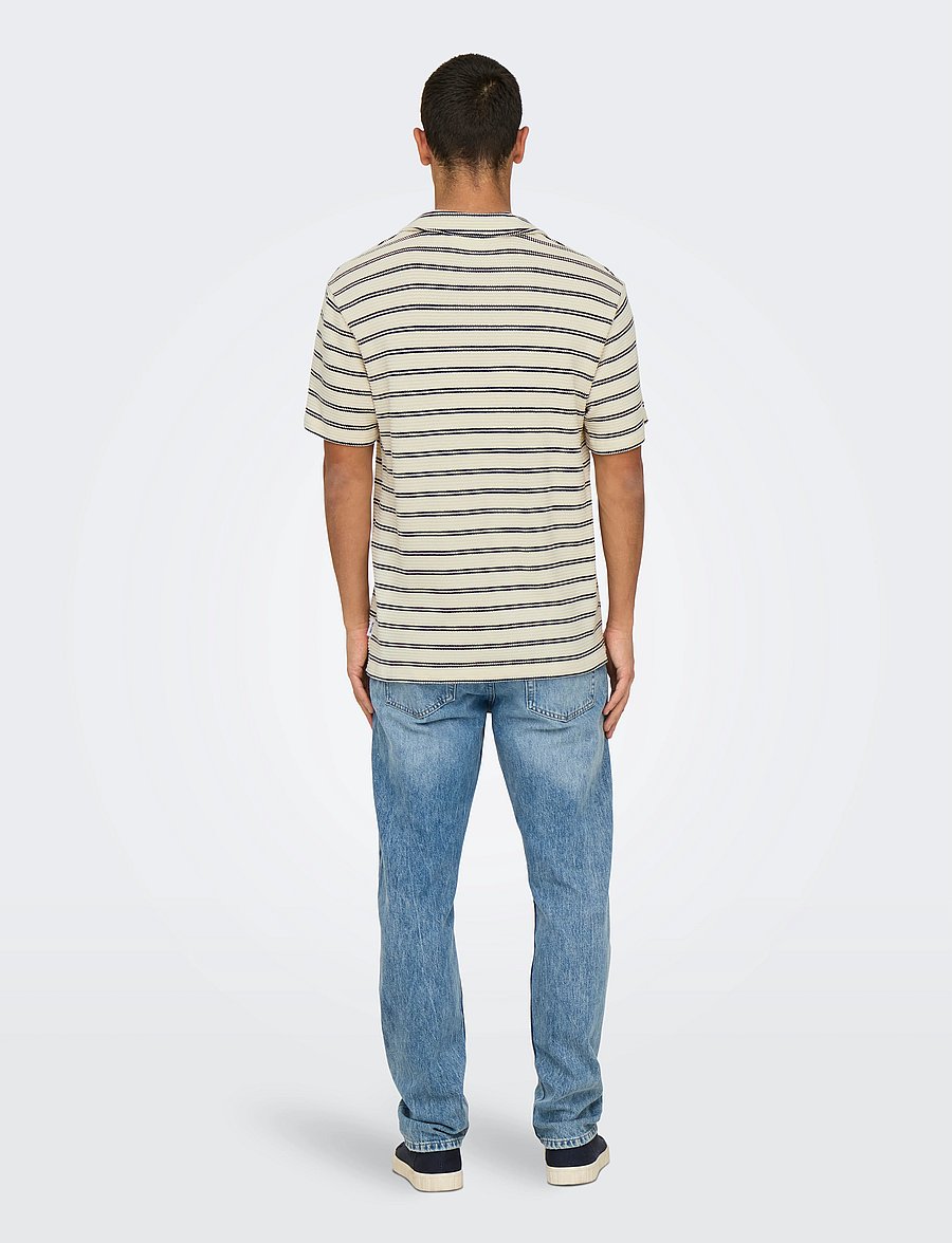 ONLY & SONS - ONSIAN REG STRIPE STRUCT SS RESORT POLO - kortærmede poloer - naval academy - 3