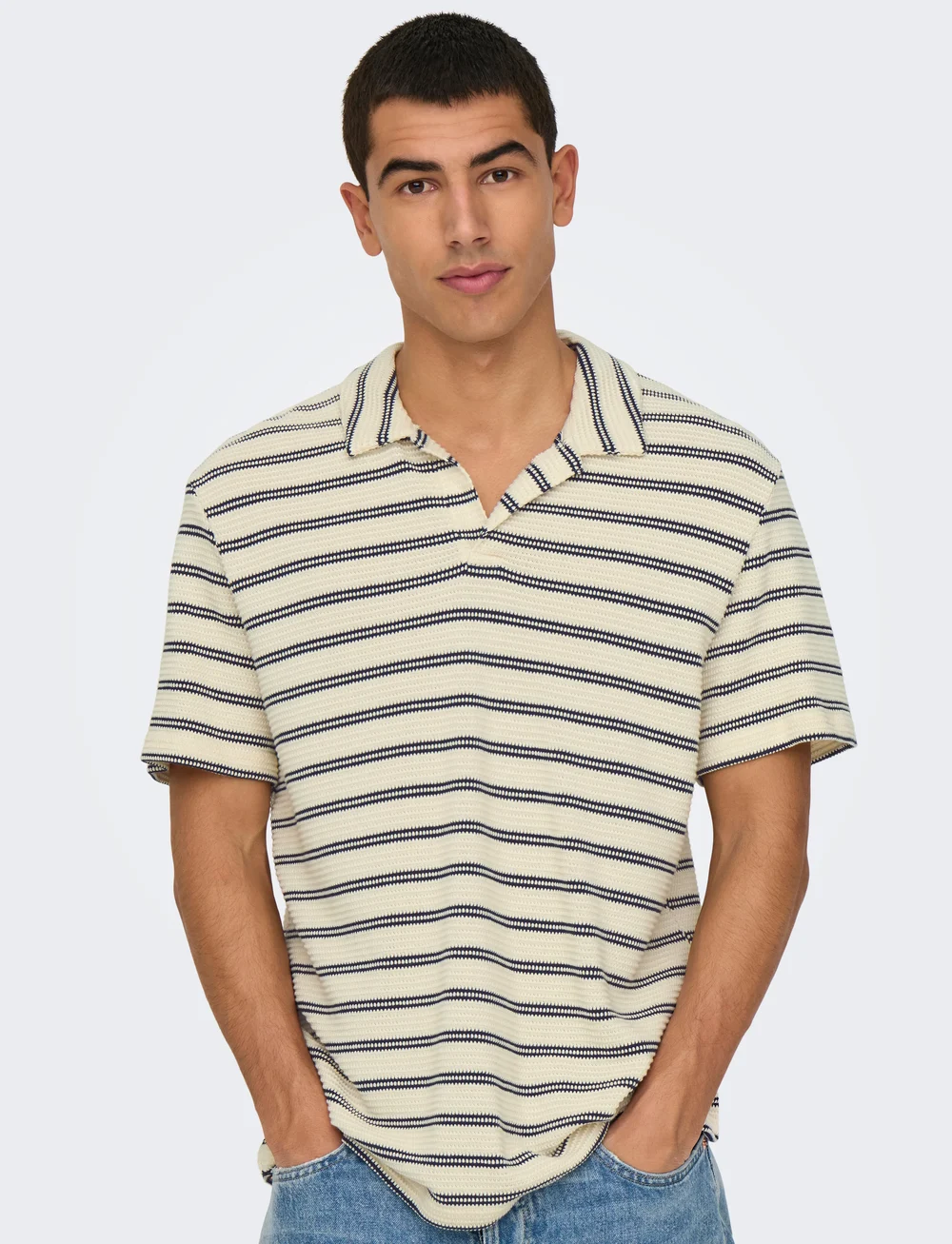 ONLY & SONS - ONSIAN REG STRIPE STRUCT SS RESORT POLO - kortærmede poloer - naval academy - 4