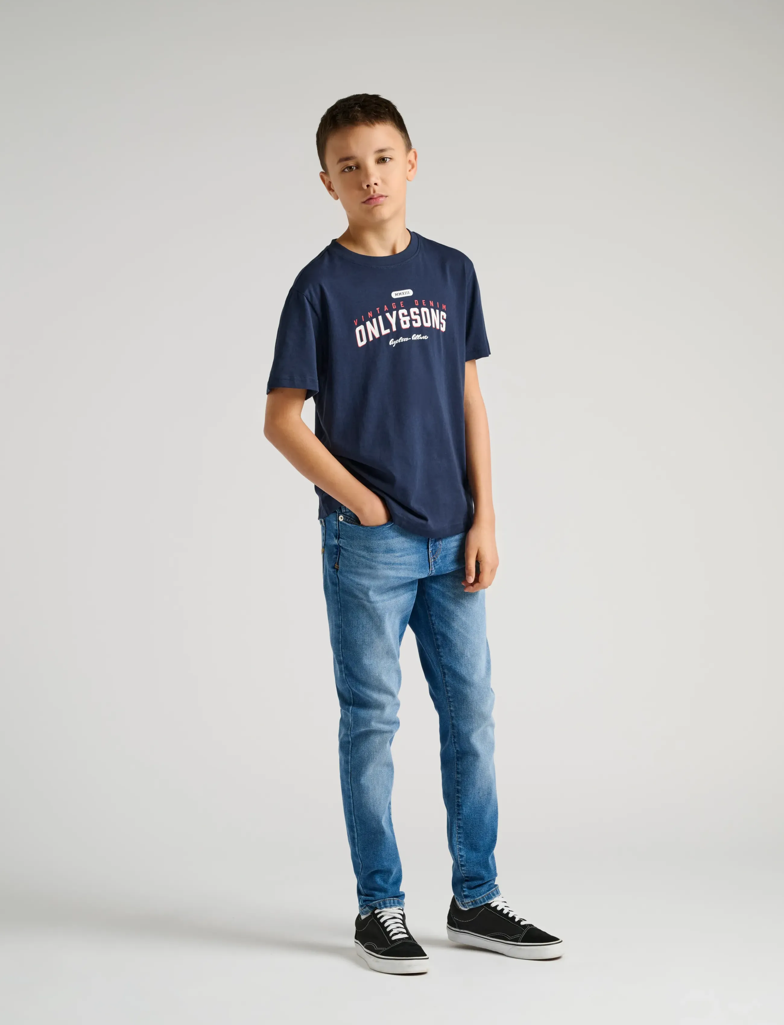 ONLY & SONS OSJLENNY LIFE REG VINTAGE TEE JRS NOOS - Kortærmede T-shirts - NAVY BLAZER / navy