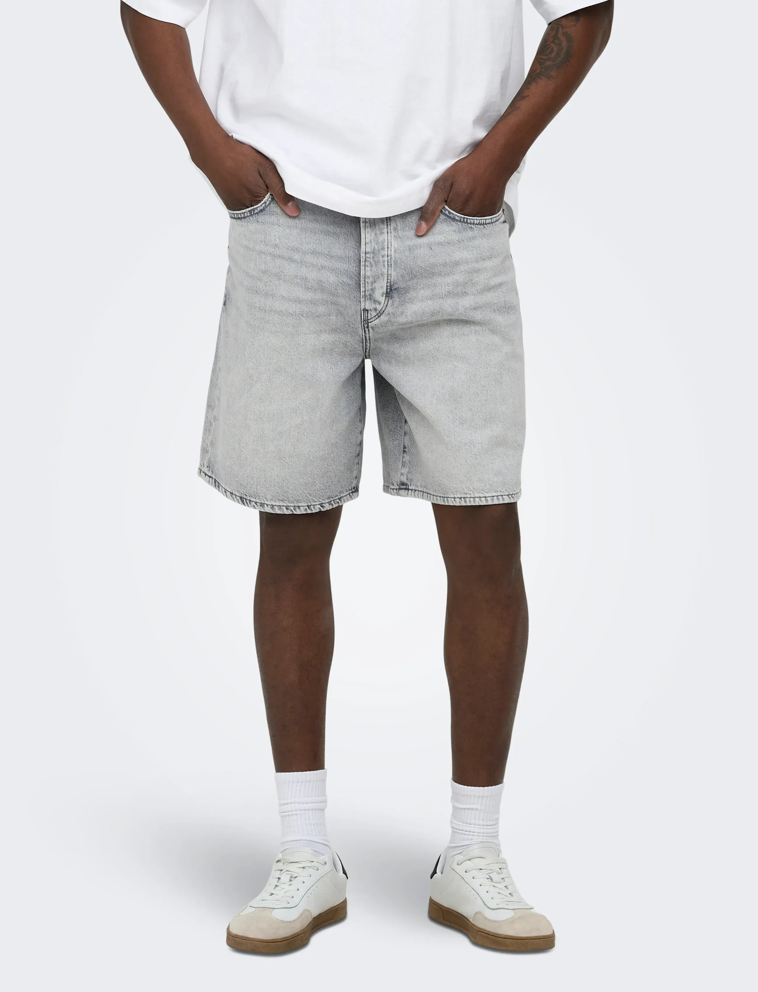 ONLY & SONS - ONSFADE LMG 3157 TAI DNM SHORTS NOOS - short en jean - light grey denim - 0