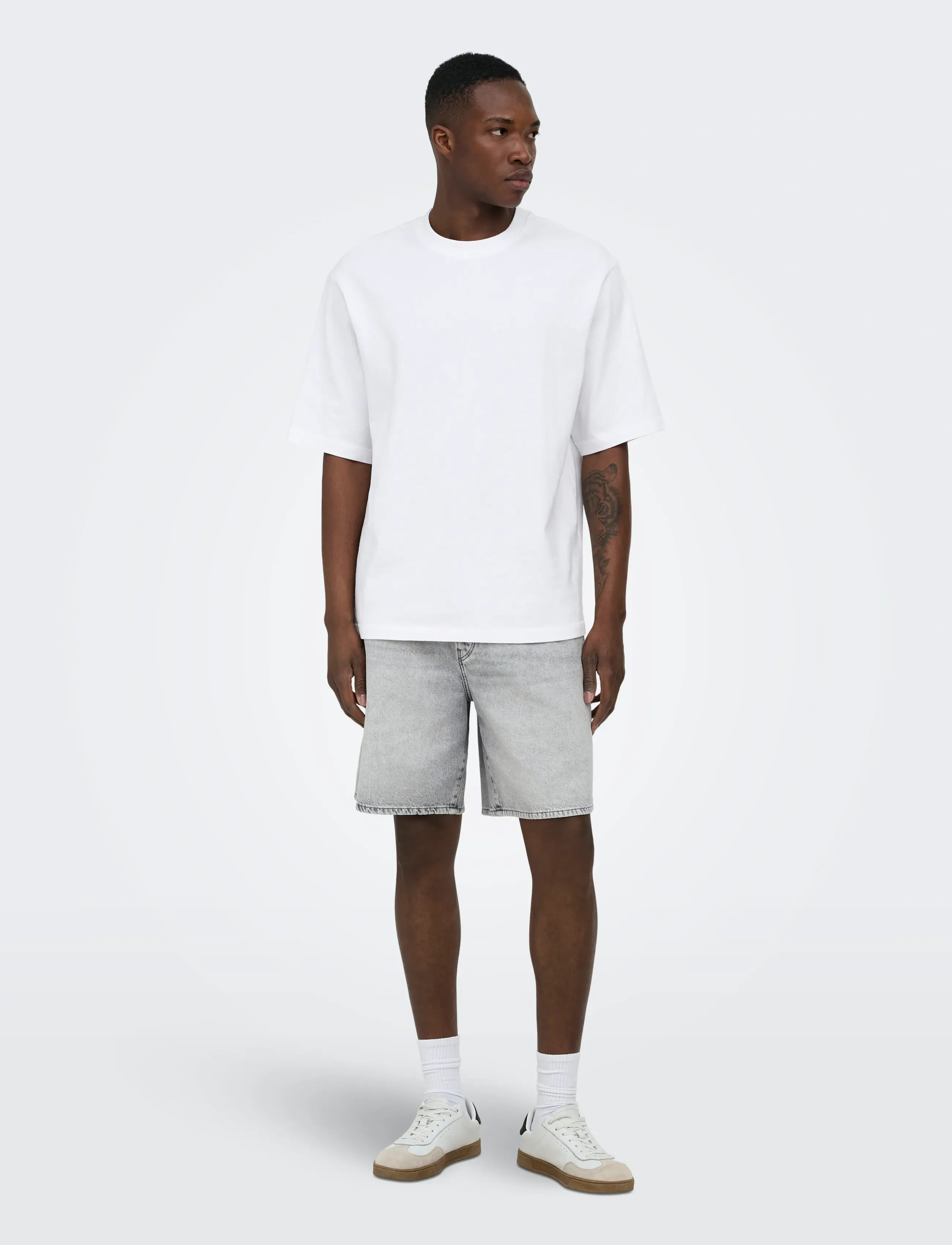 ONLY & SONS - ONSFADE LMG 3157 TAI DNM SHORTS NOOS - short en jean - light grey denim - 4