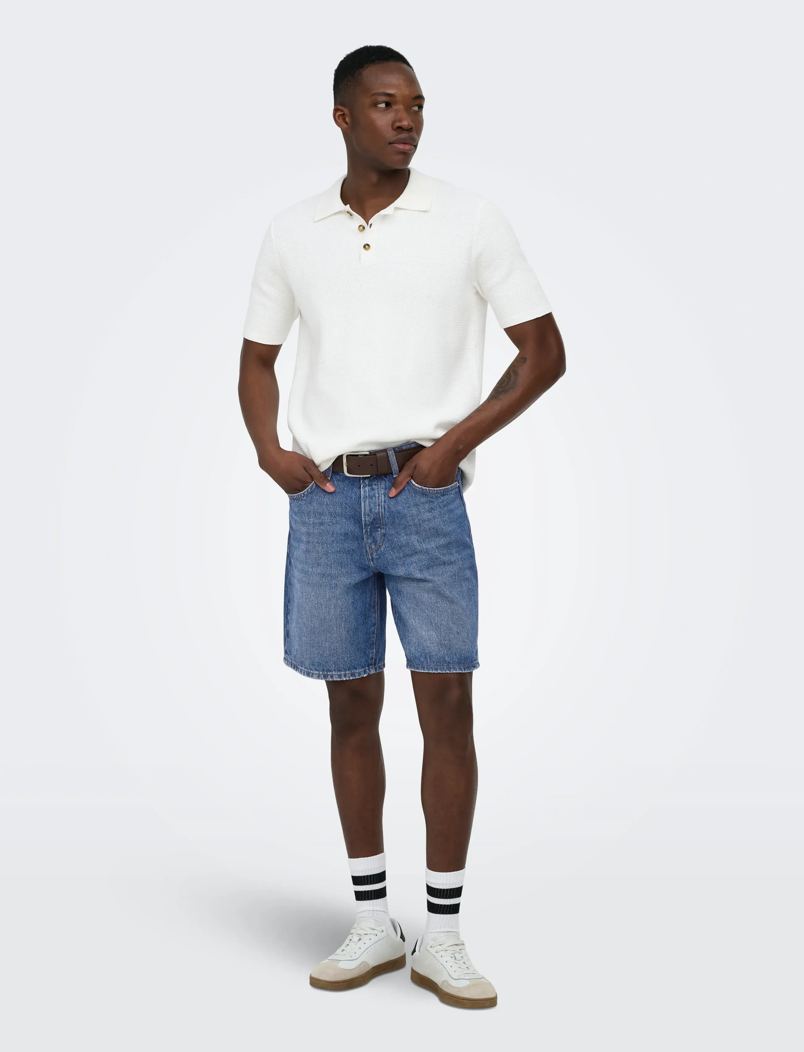 ONLY & SONS - ONSEDGE DB 3223 TAI DNM SHORTS NOOS - jorts - dark blue denim - 4