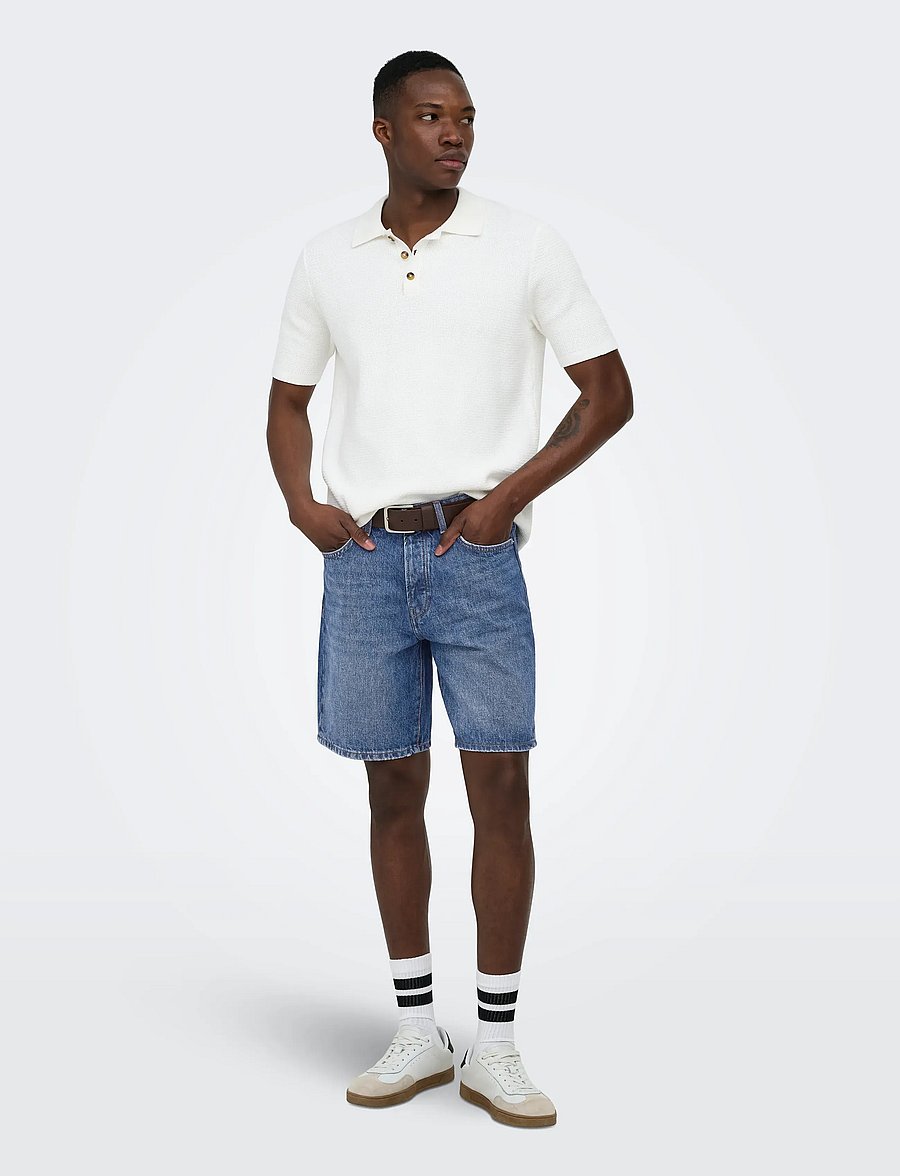 ONLY & SONS - ONSEDGE DB 3223 TAI DNM SHORTS NOOS - jeans shorts - dark blue denim - 4