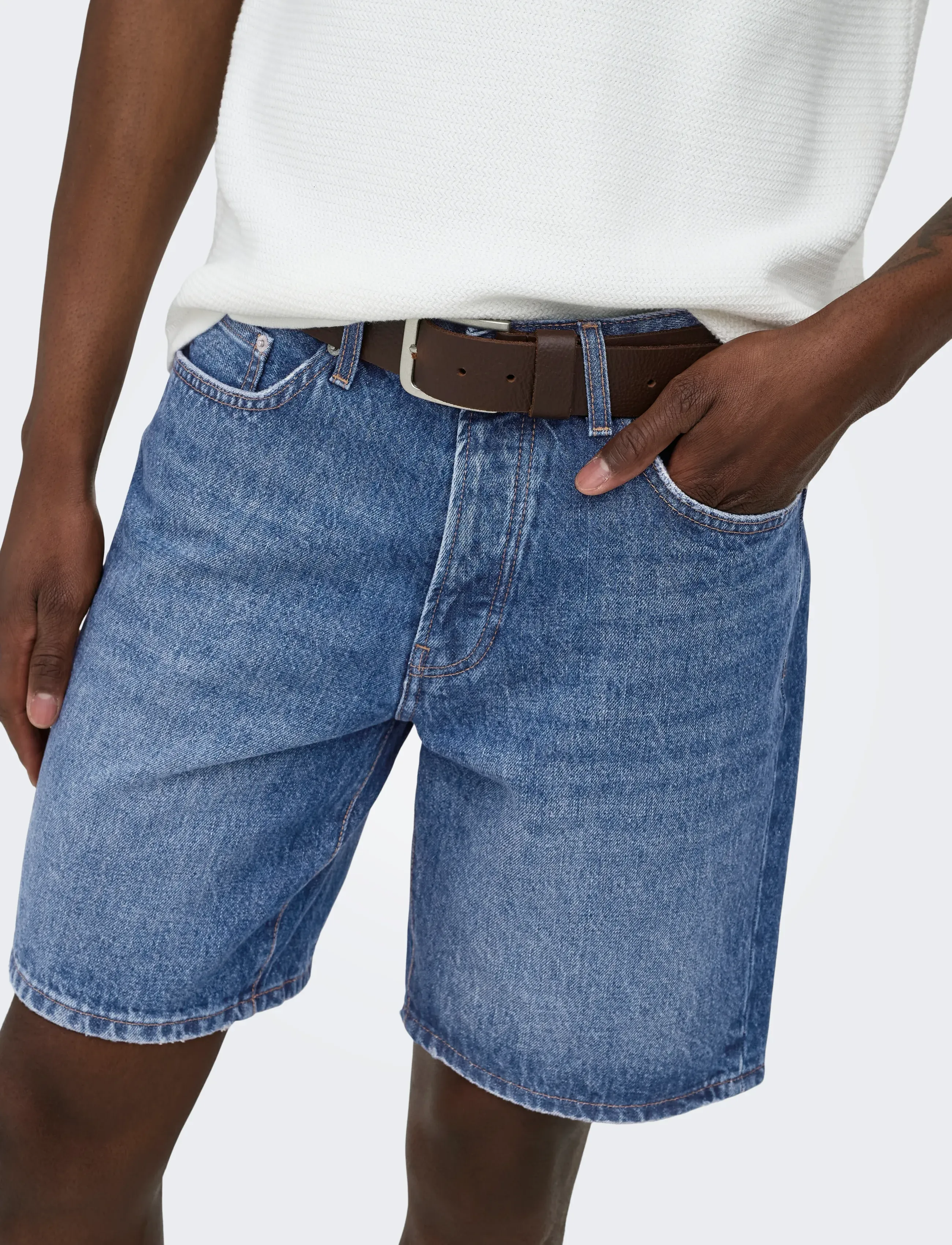 ONLY & SONS ONSEDGE DB 3223 TAI DNM SHORTS NOOS - Riided - DARK BLUE DENIM / blue