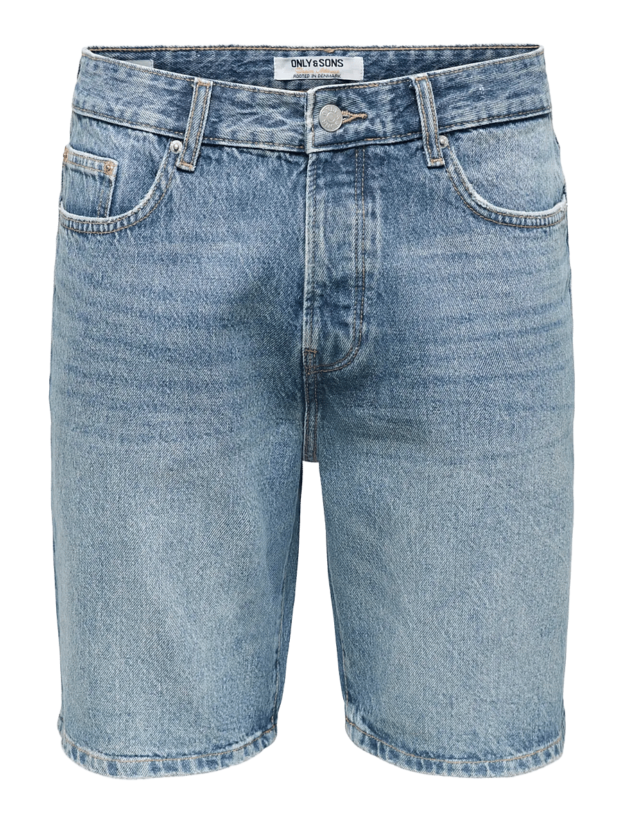 ONLY & SONS - ONSEDGE MB GREEN 3227 TAI DNM SHORTS - jeans shorts - medium blue denim - 1