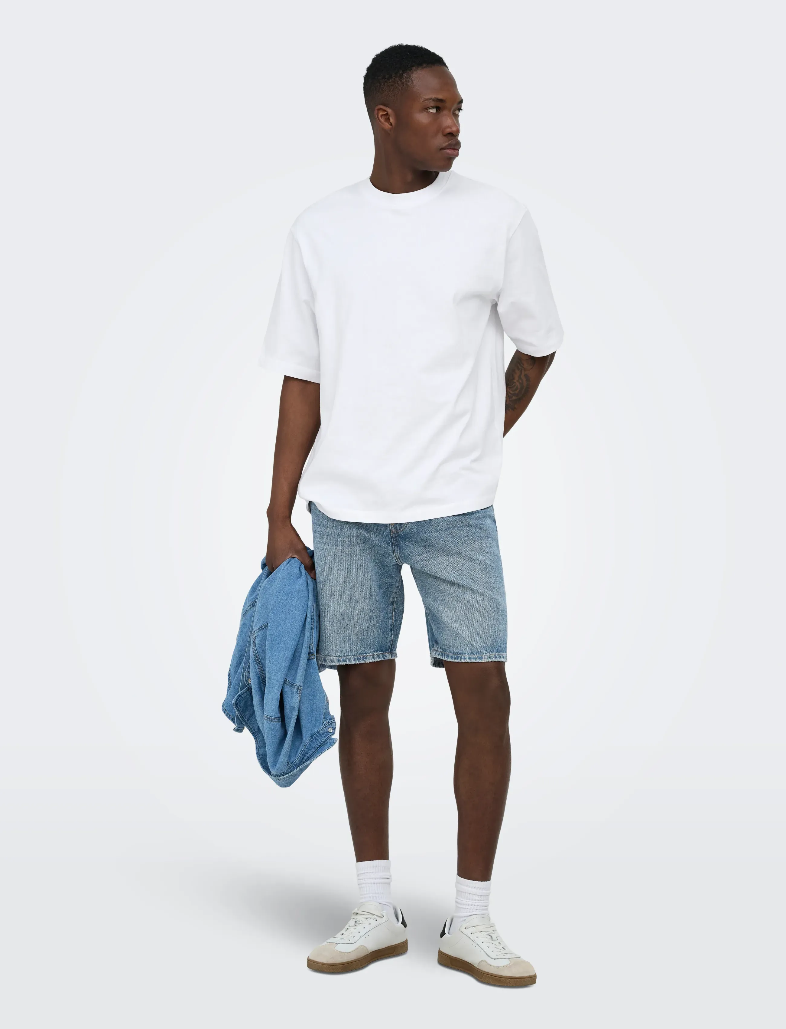 ONLY & SONS - ONSEDGE MB GREEN 3227 TAI DNM SHORTS - gallastuttbuxur - medium blue denim - 4