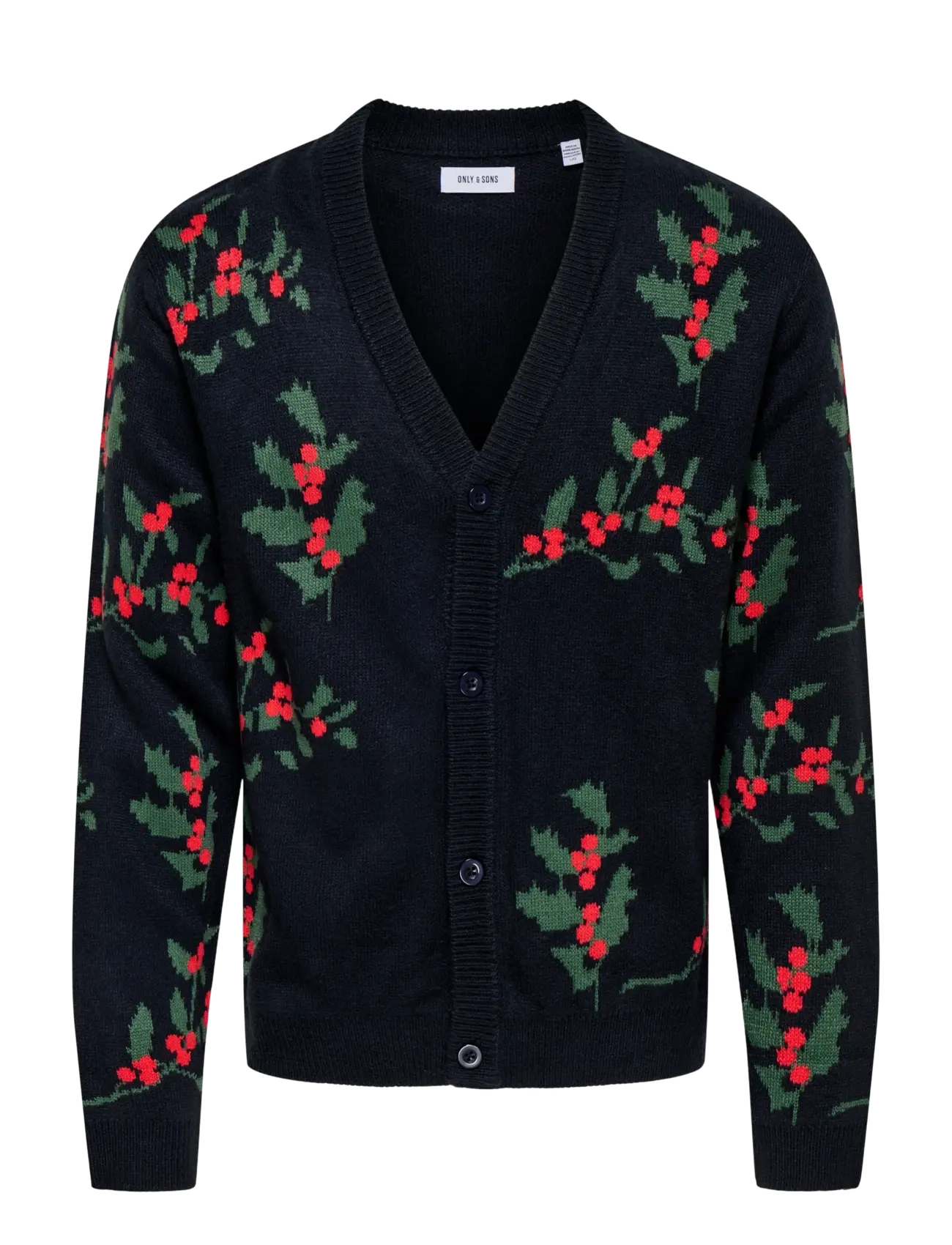 ONSXMAS REG 5 MIST CARD KNIT CS - DARK NAVY